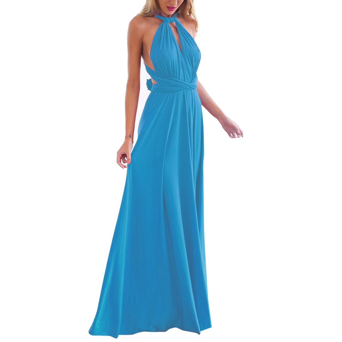 Women Transformer Hi Low Evening Long Prom Dress Halter Convertible Multi Way Spaghetti Strap Wedding Cocktail Maxi Gown