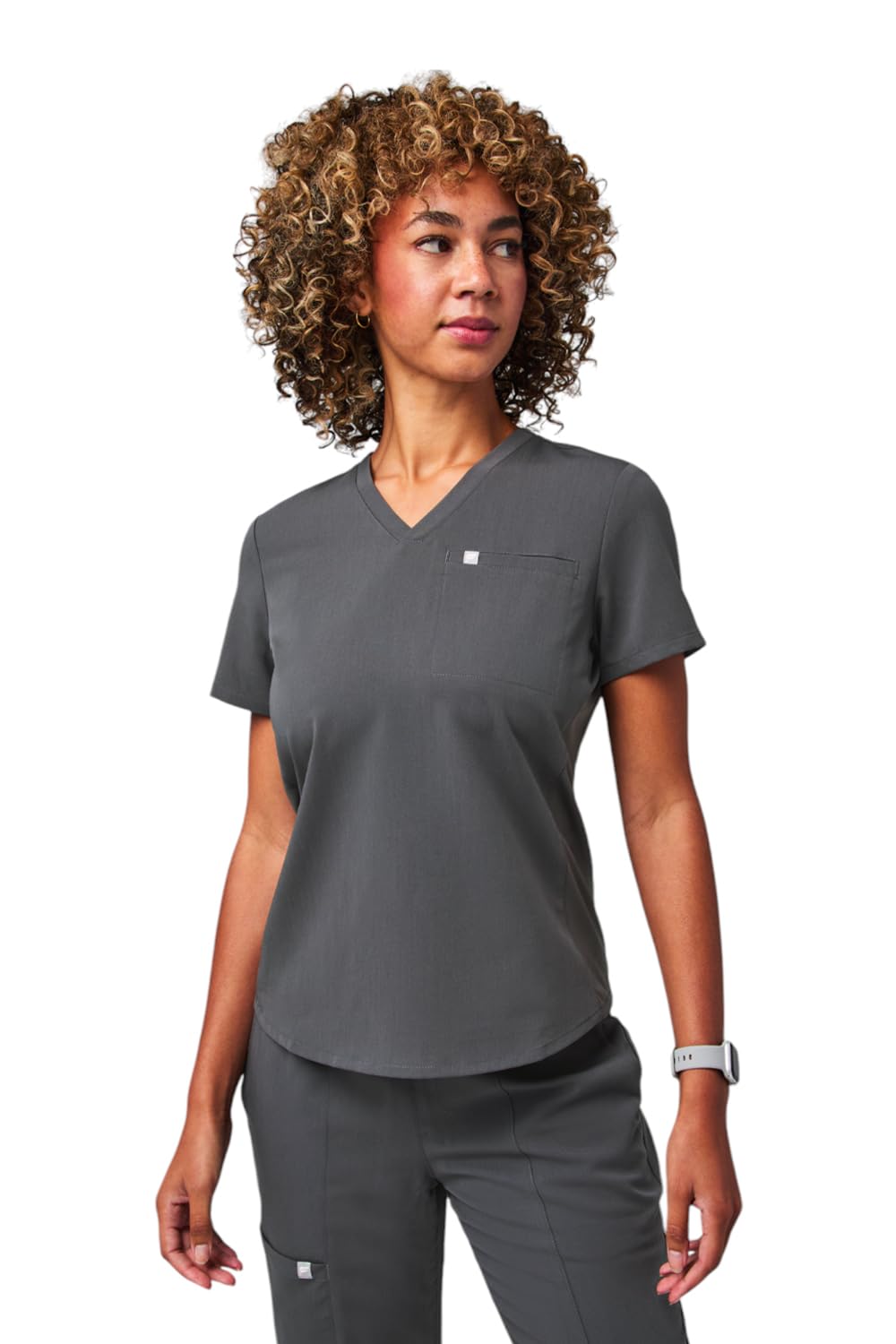 Fabletics Women's Vital 1-Pocket Scrub Top - MotionTech, Wrinkle-Resist, Chest Pocket, Anti-Shrink, Semi-Slim Fit