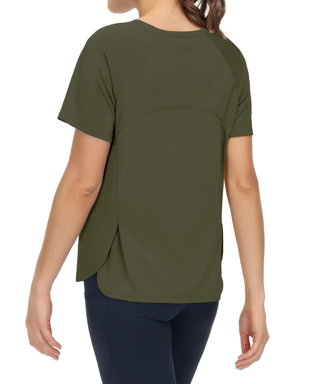 THE GYM PEOPLE Women's Short Sleeve Workout Shirts Breathable Yoga T-Shirts with Side Slits Athletic Tee Tops