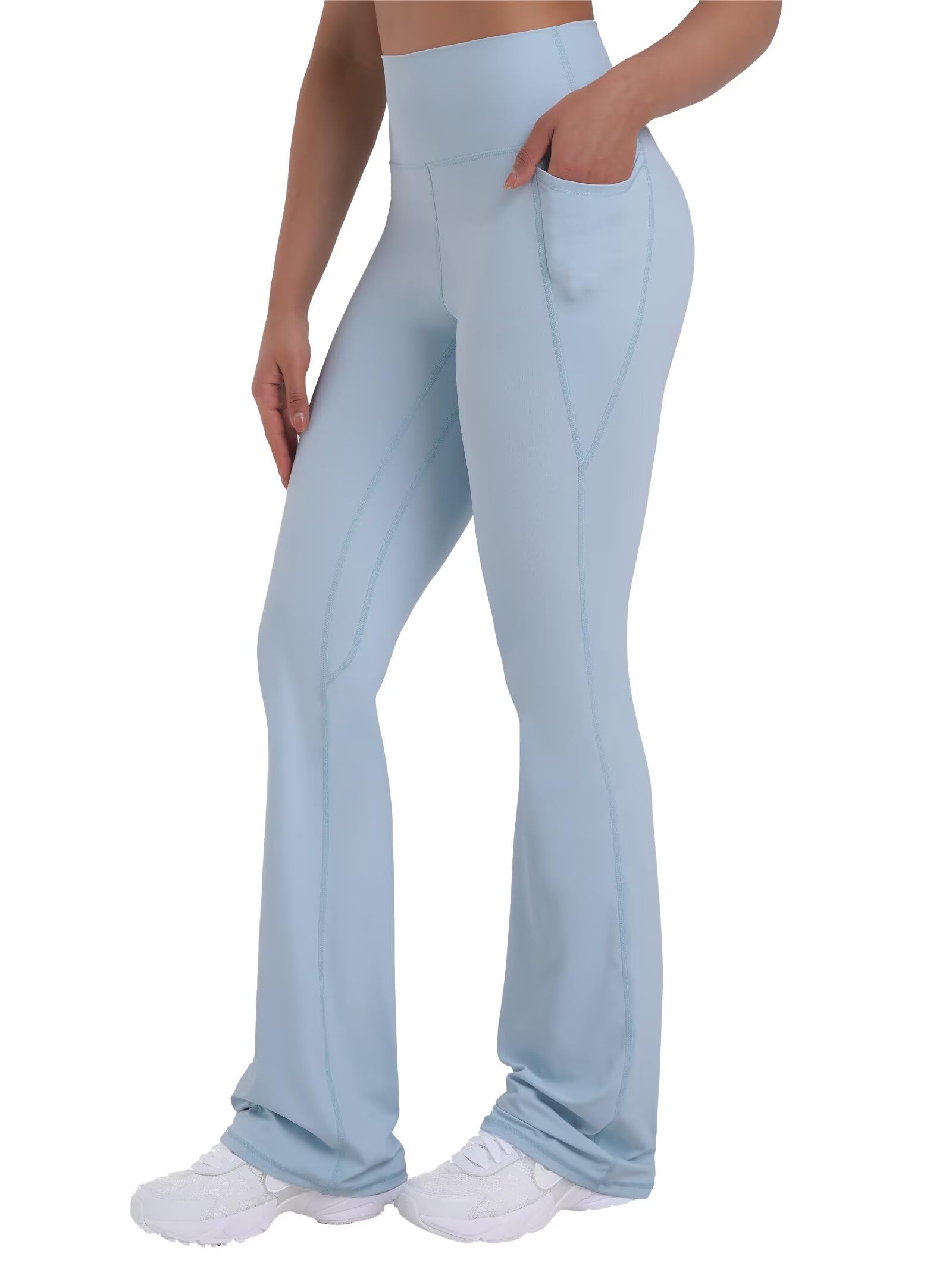 Sunzel Women Mini Flare Leggings with Pockets Breathable Bootcut Yoga Pants | Mini Flare, Buttery Soft, High Stretchy, High Waisted Tummy Control, Gym Clothes, Workout Casual Dance