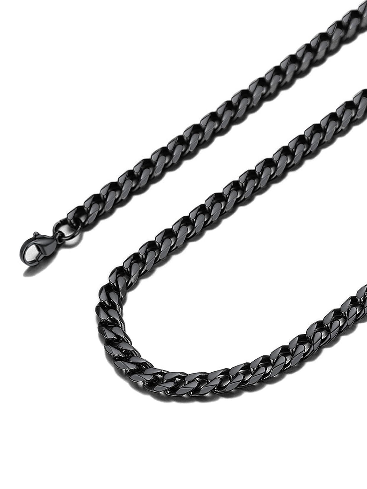 Suplight Cuban Link Chain for Men Women, 18K Gold Plated/Stainless Steel Black Miami Curb Cuban Chain Necklace, 3/6/9/12 mm 14-30 Inch Hip Hop Mens Jewelry, Send Gift Box