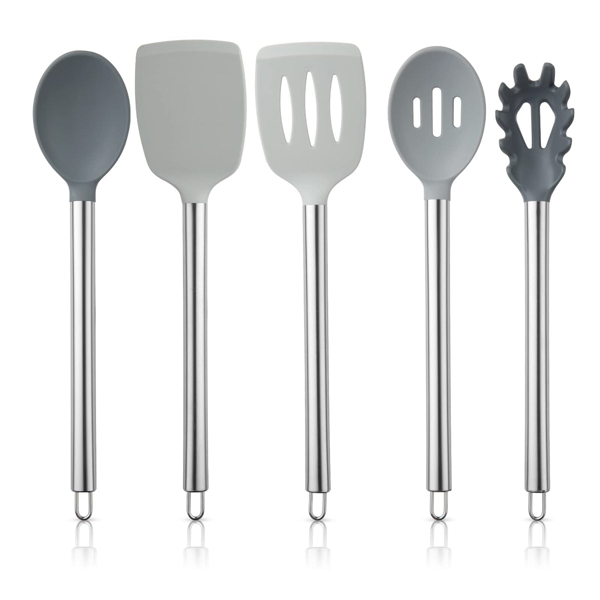 COOK WITH COLOR Silicone Cooking Utensils, Kitchen Utensil Set, Easy to Clean Silicone Kitchen Utensils, Cooking Utensils for Nonstick Cookware, Kitchen Gadgets Set with Holder, 10 Pieces