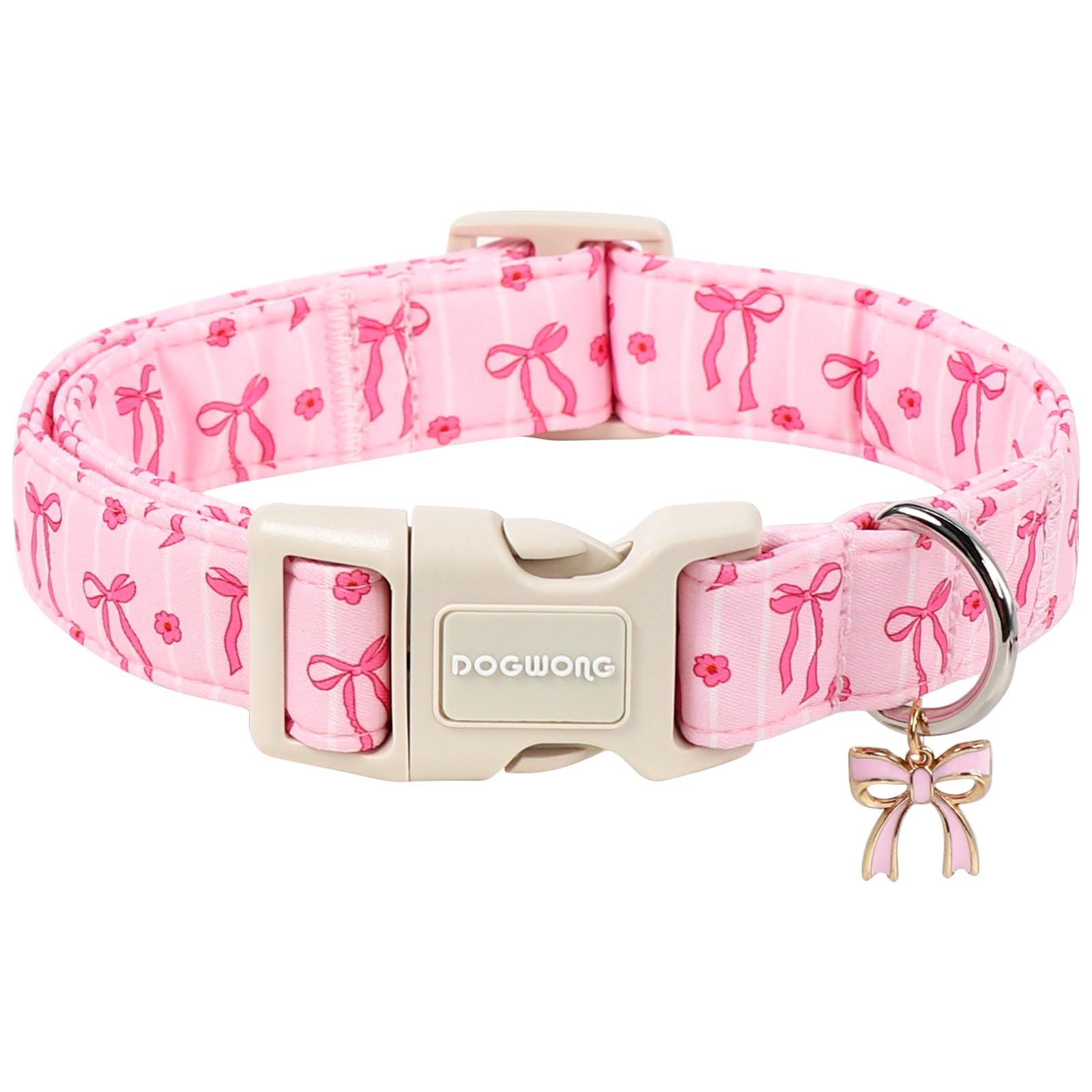 DOGWONG Cotton Dog Collar, Blue Plaid Heavy-Duty Dog Collar Durable Soft Boy Dog Collar Cute Wedding Puppy Necklace for Small Medium Large Dog