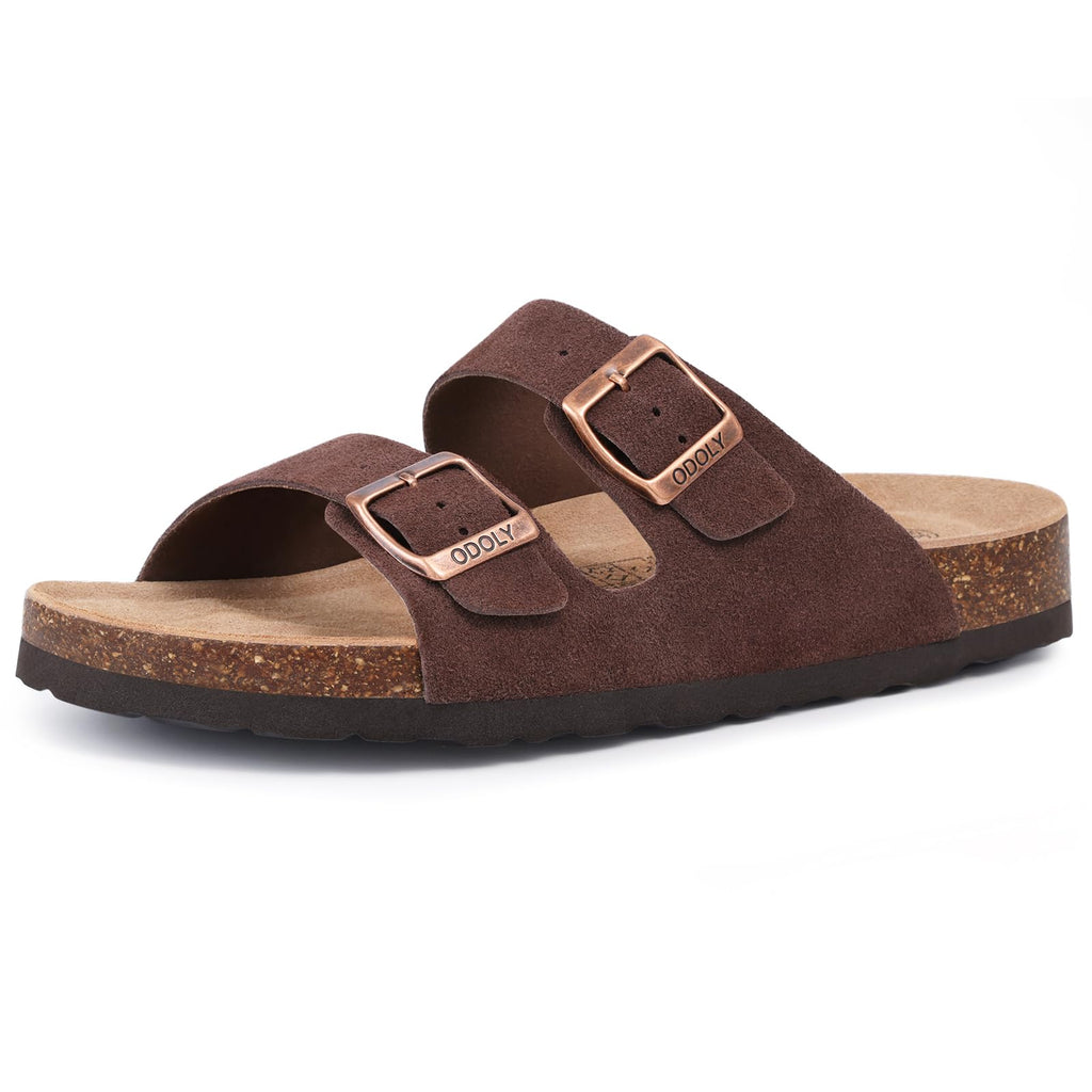 ODOLY Unisex Cork Footbed Slide Sandal, Arch Support Summer Outdoor Sandals with Adjustable Buckle for Women and Men