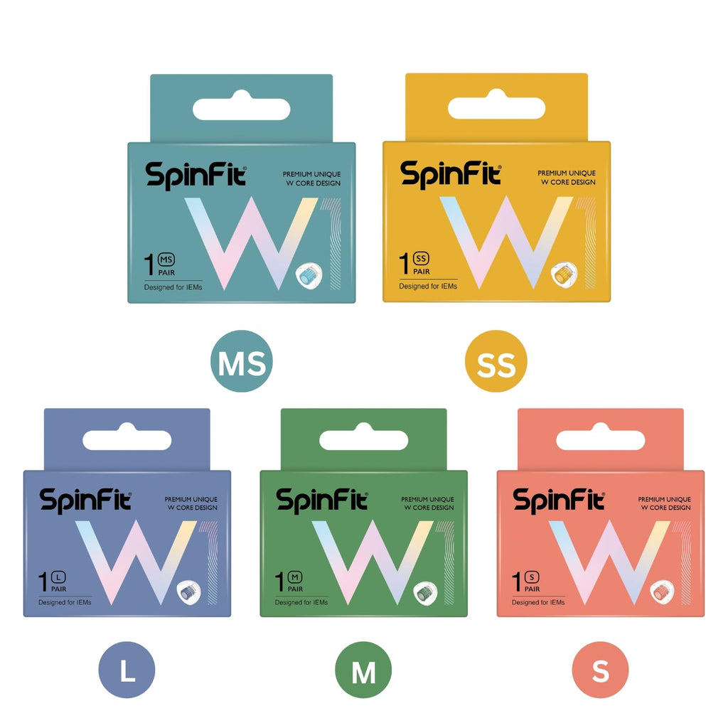 SpinFit W1 for IEM - S - Patented Medical-Grade Silicone Ear Tips, Double W-Shaped Tube Core, More Stability