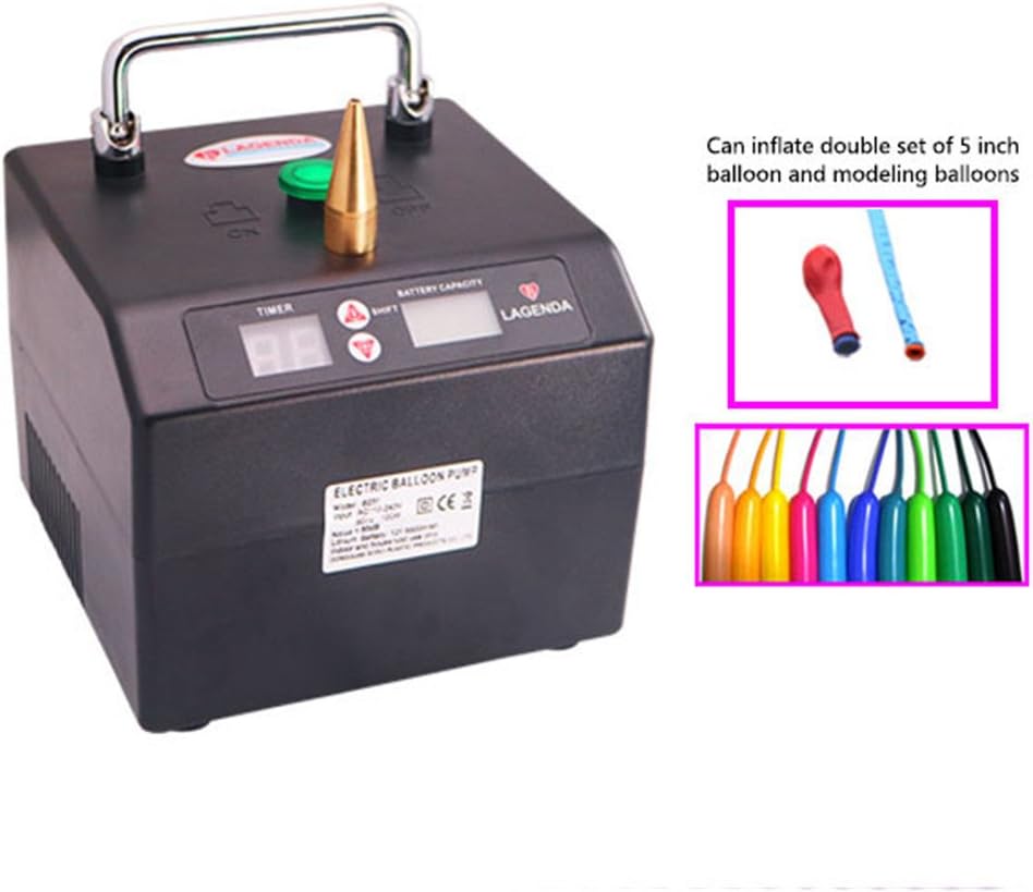 Lagenda Portable Electric Balloon Pump Professional Automatic Modeling Balloon Inflator Electric Balloon Blower Pump with Timer Battery for Party Events Decoration