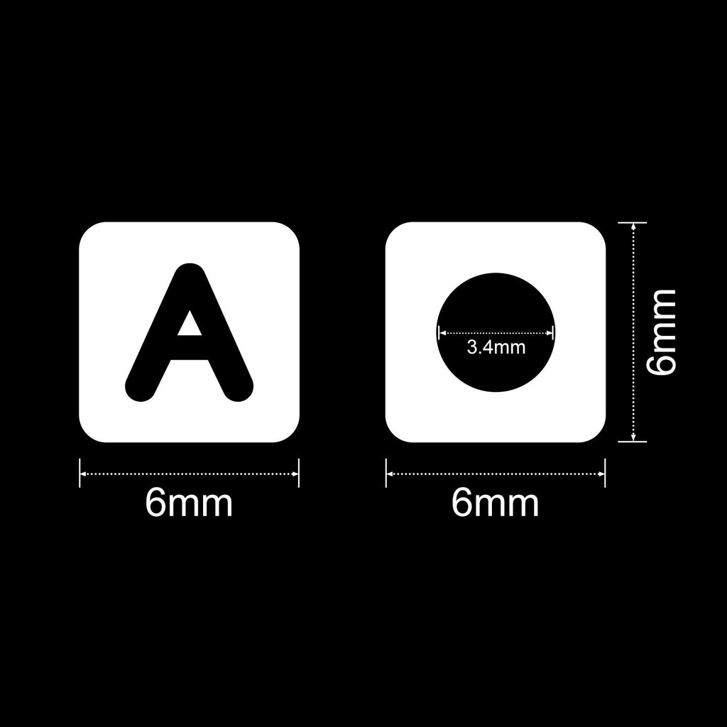 Augshy 700PCS White Letter Beads Alphabet Beads for Making DIY (6mm) | Premium Acrylic Cube Shape, Ideal Bracelets and Keychains, Large Hole Design for Easy Paracord Threading