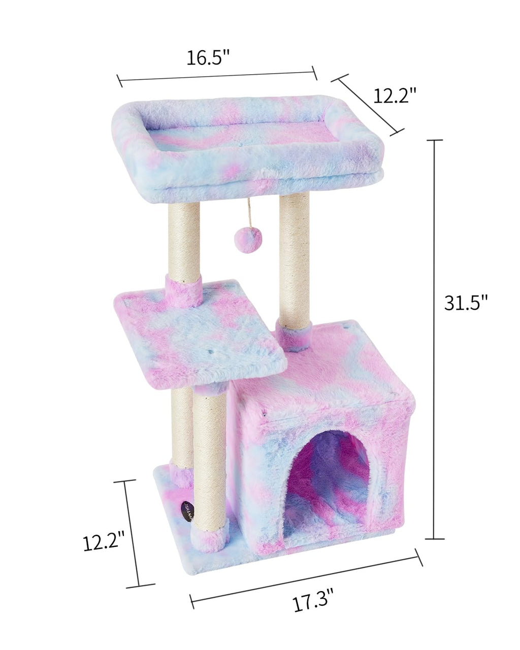 FISH&NAP Cute Cat Tree Kitten Cat Tower for Indoor Cat Condo Sisal Scratching Posts with Jump Platform Cat Furniture Activity Center Play House Beige