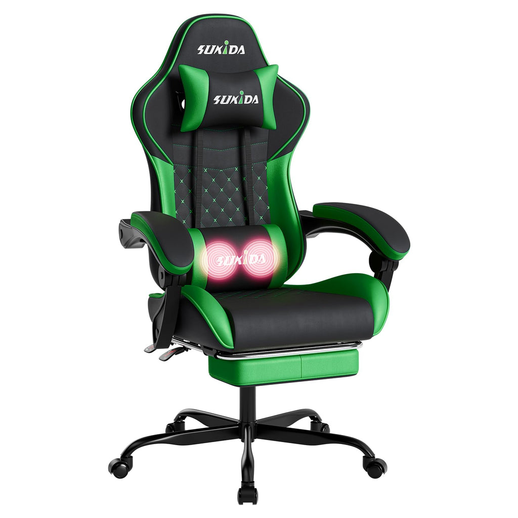 Ergonomic Video Gamer Chairs Gaming Computer Chair Gamer Chairs for Adults Massage Lumbar Support Swivel Height Adjustable Headrest Backrest