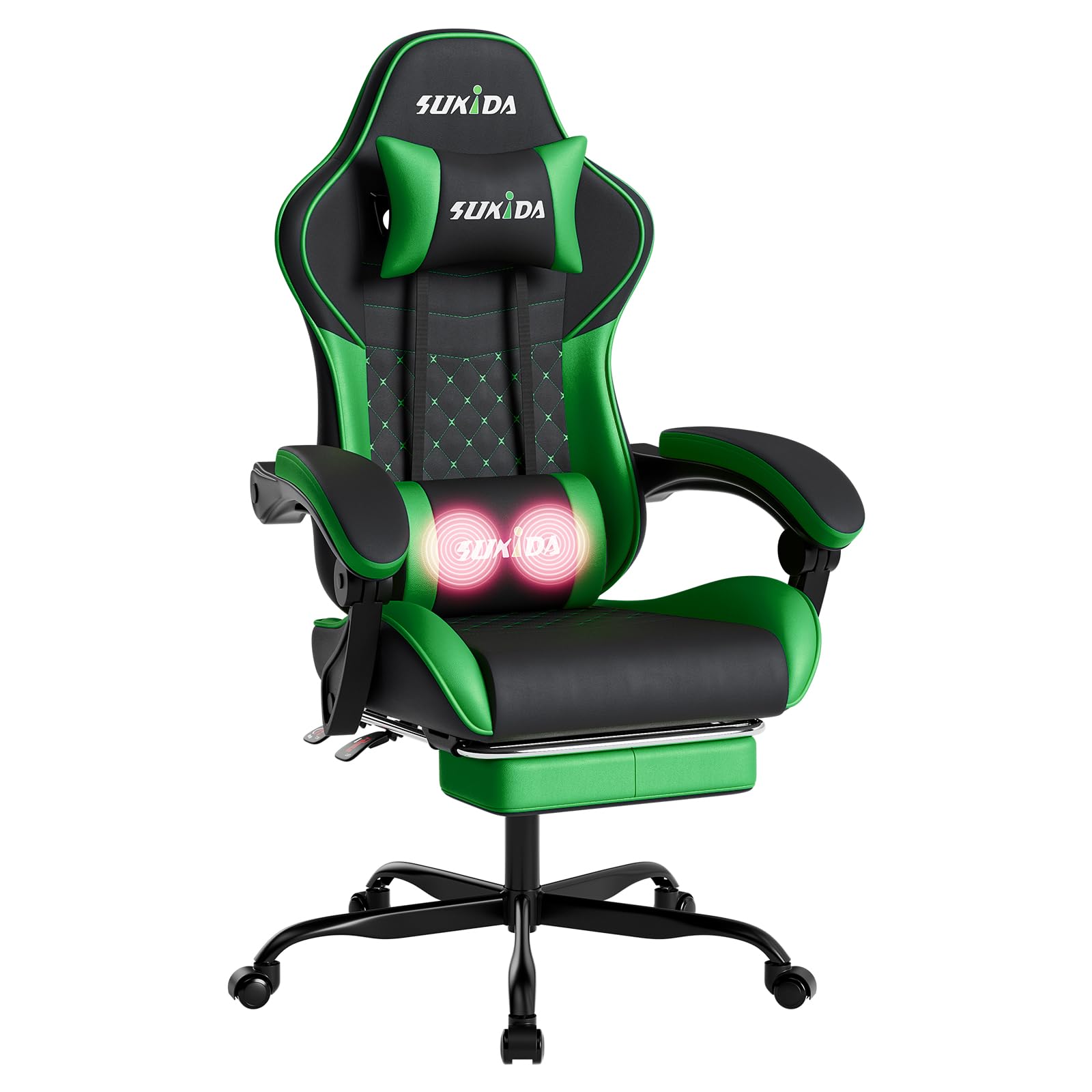 Ergonomic Video Gamer Chairs Gaming Computer Chair Gamer Chairs for Adults Massage Lumbar Support Swivel Height Adjustable Headrest Backrest