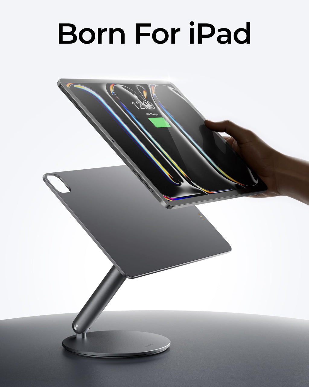 LULULOOK [Upgrade Magnetic Wireless Charging Stand for iPad Air 11" M4 (2026)/M3/M2, Foldable Aluminum Alloy iPad Pro Desk Stand with 360° Rotating Base for Pro 11" 1st/2nd/3rd/4th, Air 10.9 4th/5th