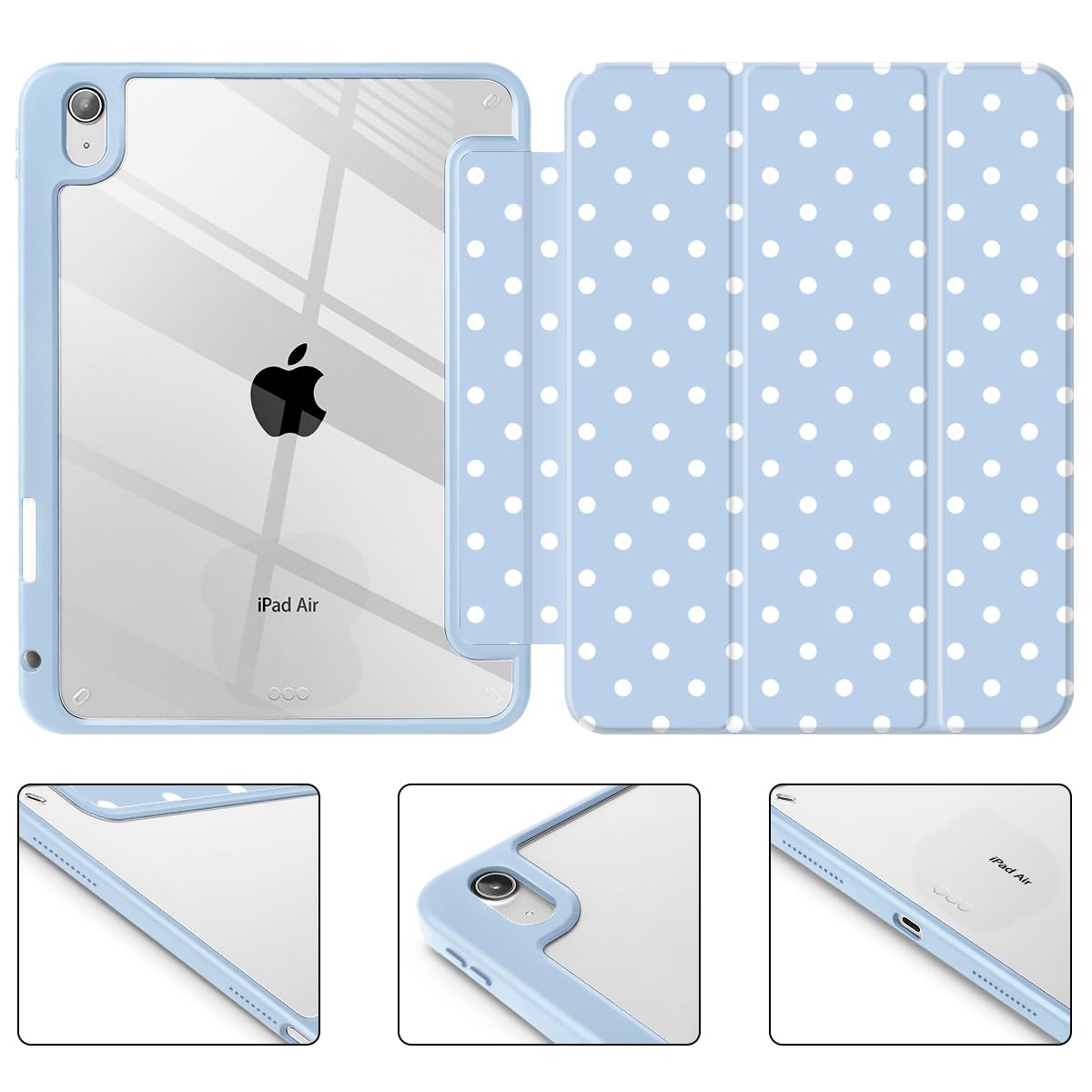 Tuiklol Case for iPad Air 11 Inch M4 2026 / Air 11 Inch M3 2025 / Air 11 Inch M2 2024 / iPad Air 10.9 Inch 2022 2020, Buit in Pencil Holder with Shockproof Cover Clear Transparent Back, Black Flower