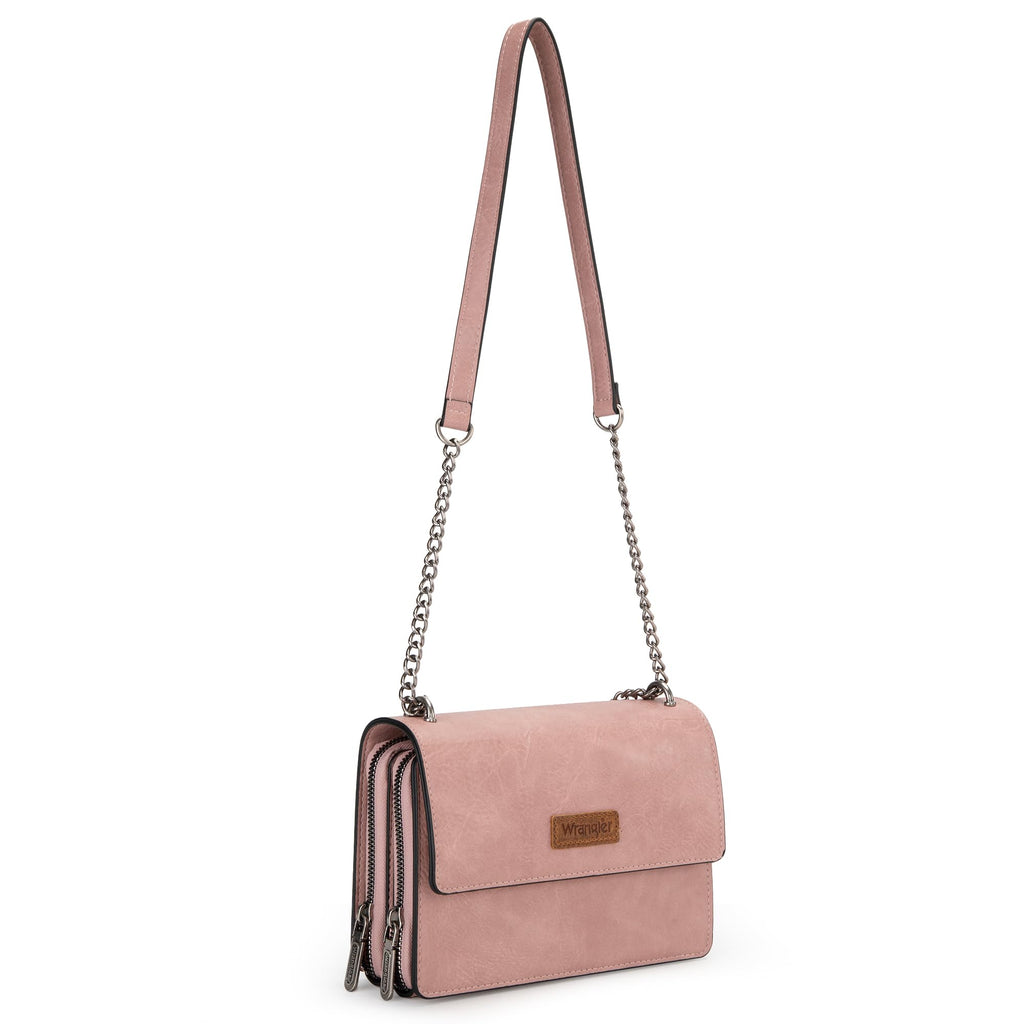 Wrangler Flap Crossbody Purse for Women Shoulder Bag Vintage Wallets with Chain Strap