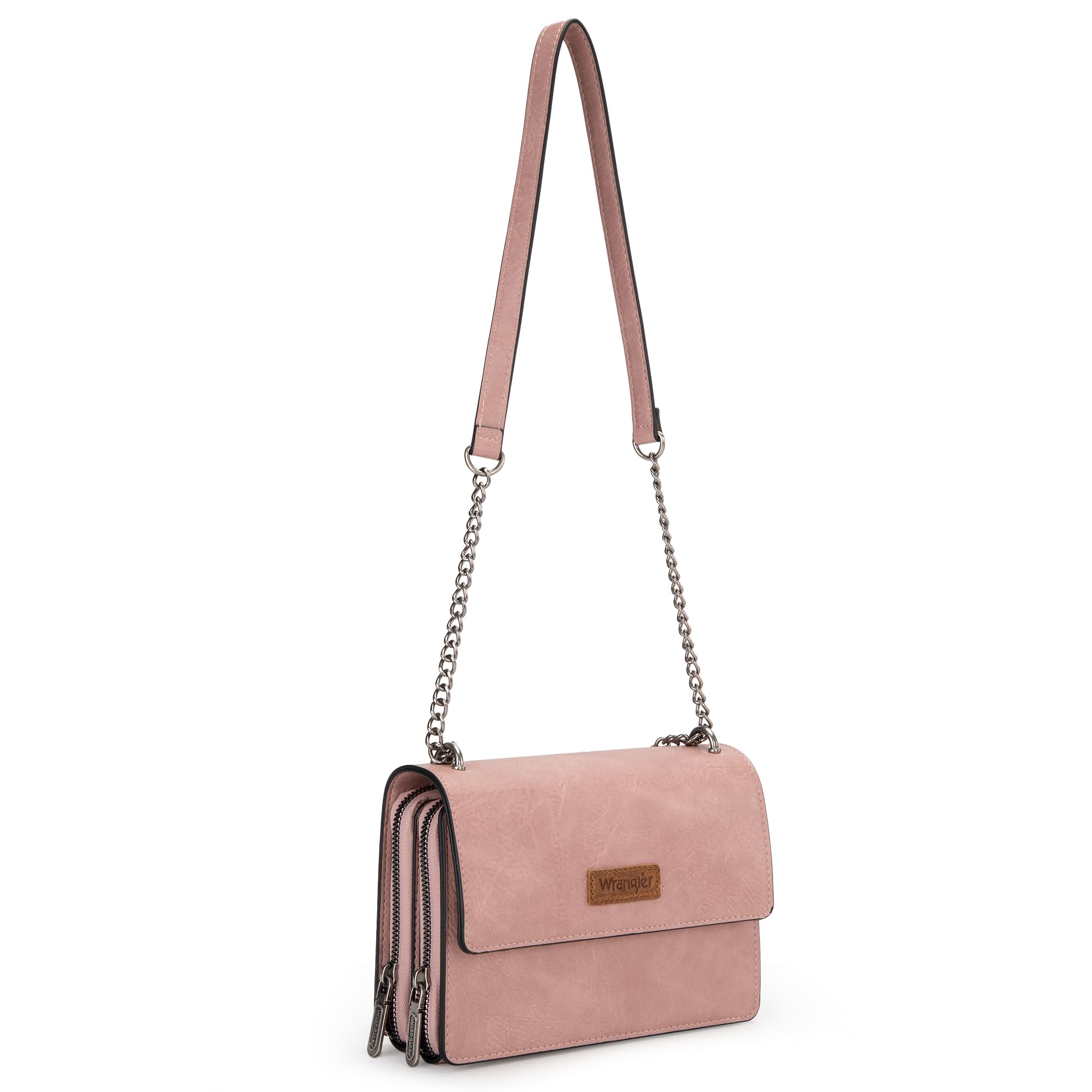 Wrangler Flap Crossbody Purse for Women Shoulder Bag Vintage Wallets with Chain Strap