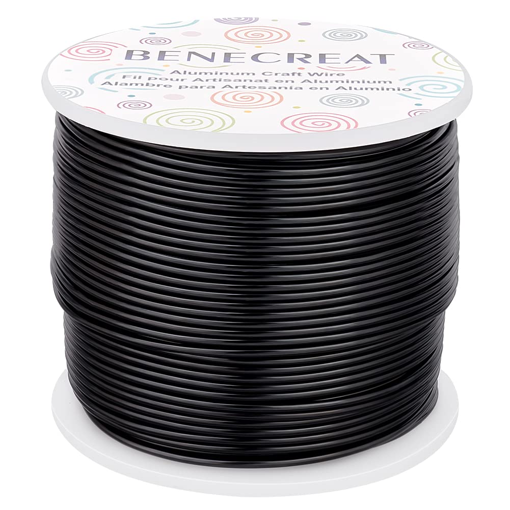 BENECREAT 9 Gauge Jewelry Craft Aluminum Wire 55 Feet Bendable Metal Sculpting Wire for Halloween Craft Floral Model Skeleton Making (Black, 3mm)