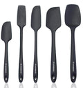 KITCHENLOVE Premium 600°F Heat Resistant 5 Piece Silicone Spatula Set for Baking, Cooking, Mixing - Non-Stick with High Grade S-Iron Steel Core - One Piece Seamless Design - BPA Free (Black)