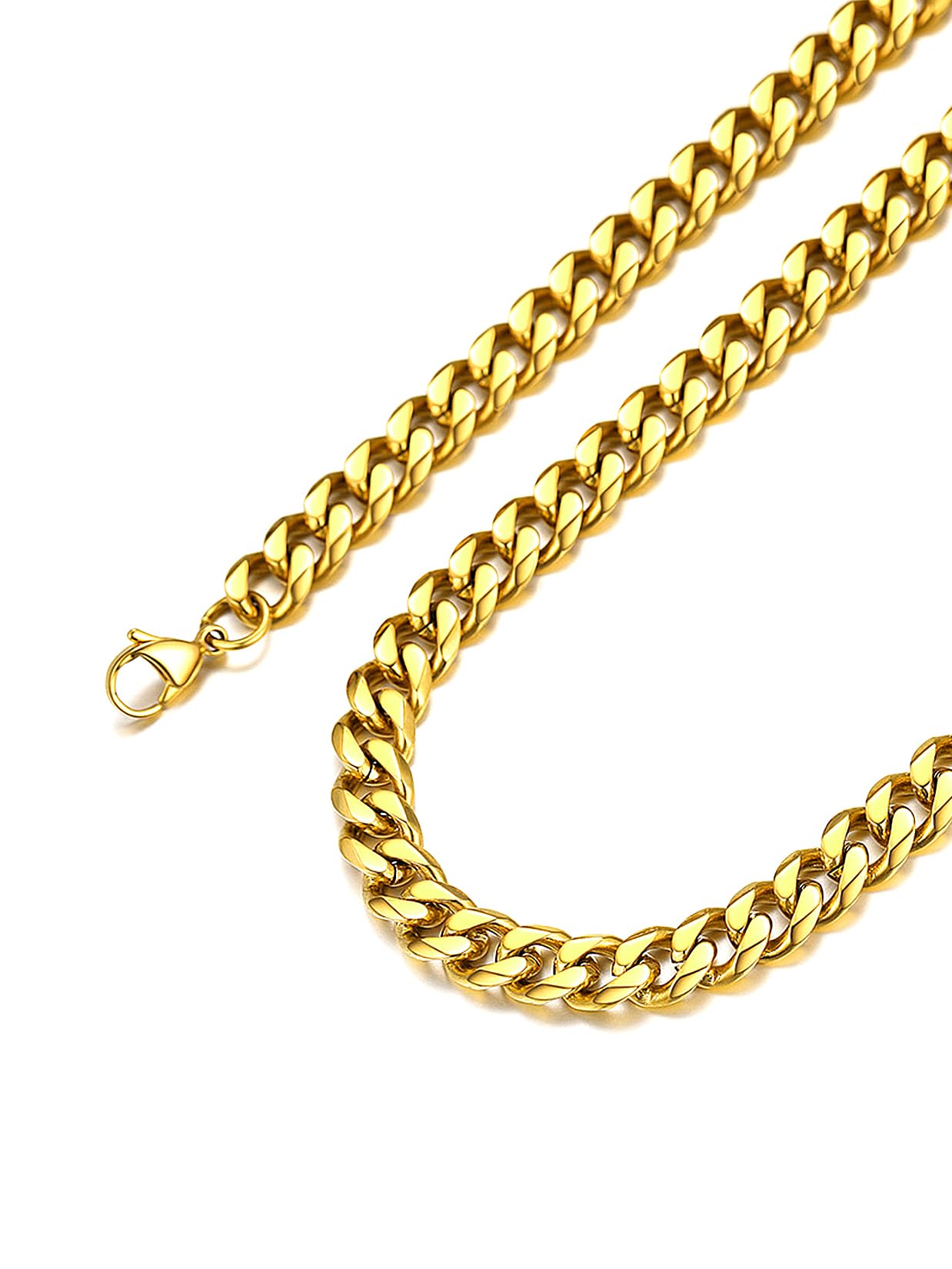 Suplight Cuban Link Chain for Men Women, 18K Gold Plated/Stainless Steel Black Miami Curb Cuban Chain Necklace, 3/6/9/12 mm 14-30 Inch Hip Hop Mens Jewelry, Send Gift Box