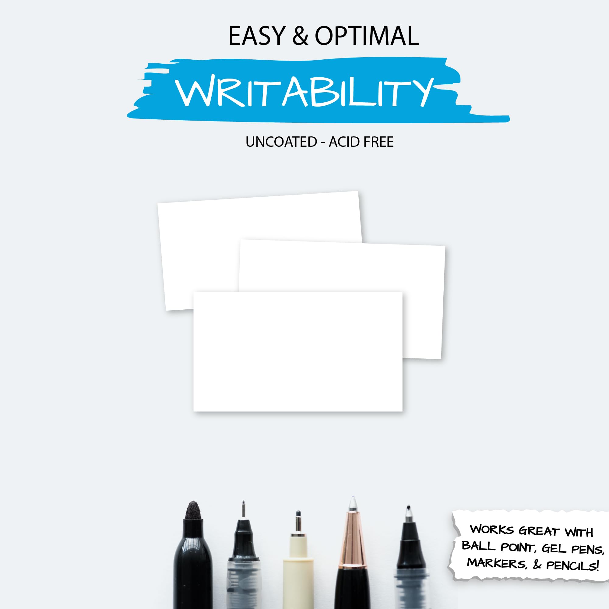 Home Advantage 2x3.5 Blank Index Cards - Our 50 Pack of Blank Note Cards Use Heavy Duty Cardstock to Make Them Bleed Proof - These Plain Index Cards Make Great Blank Business Cards & Blank Flashcards