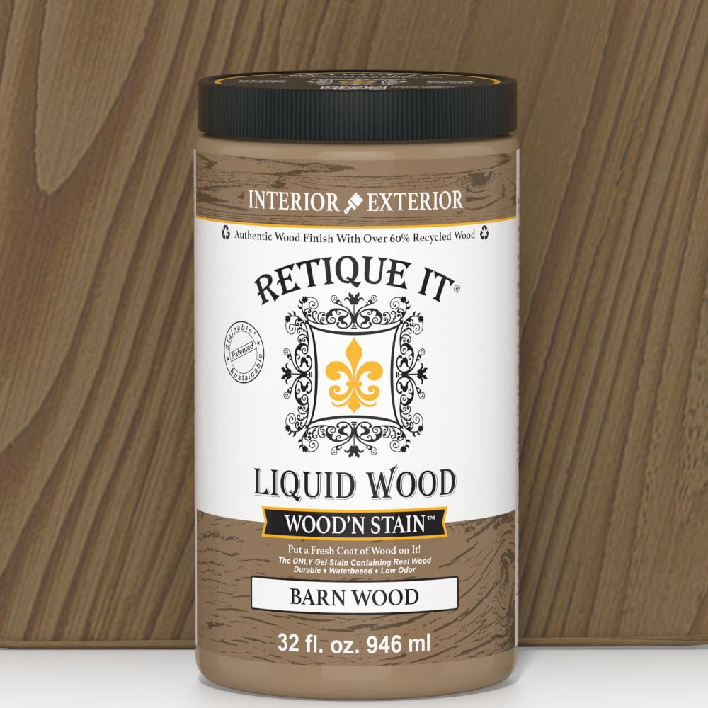 Retique It Wood'n Stain - Liquid Wood Gel Stain Interior/Exterior (08 oz (Half-Pint), 35 Dark Oak)