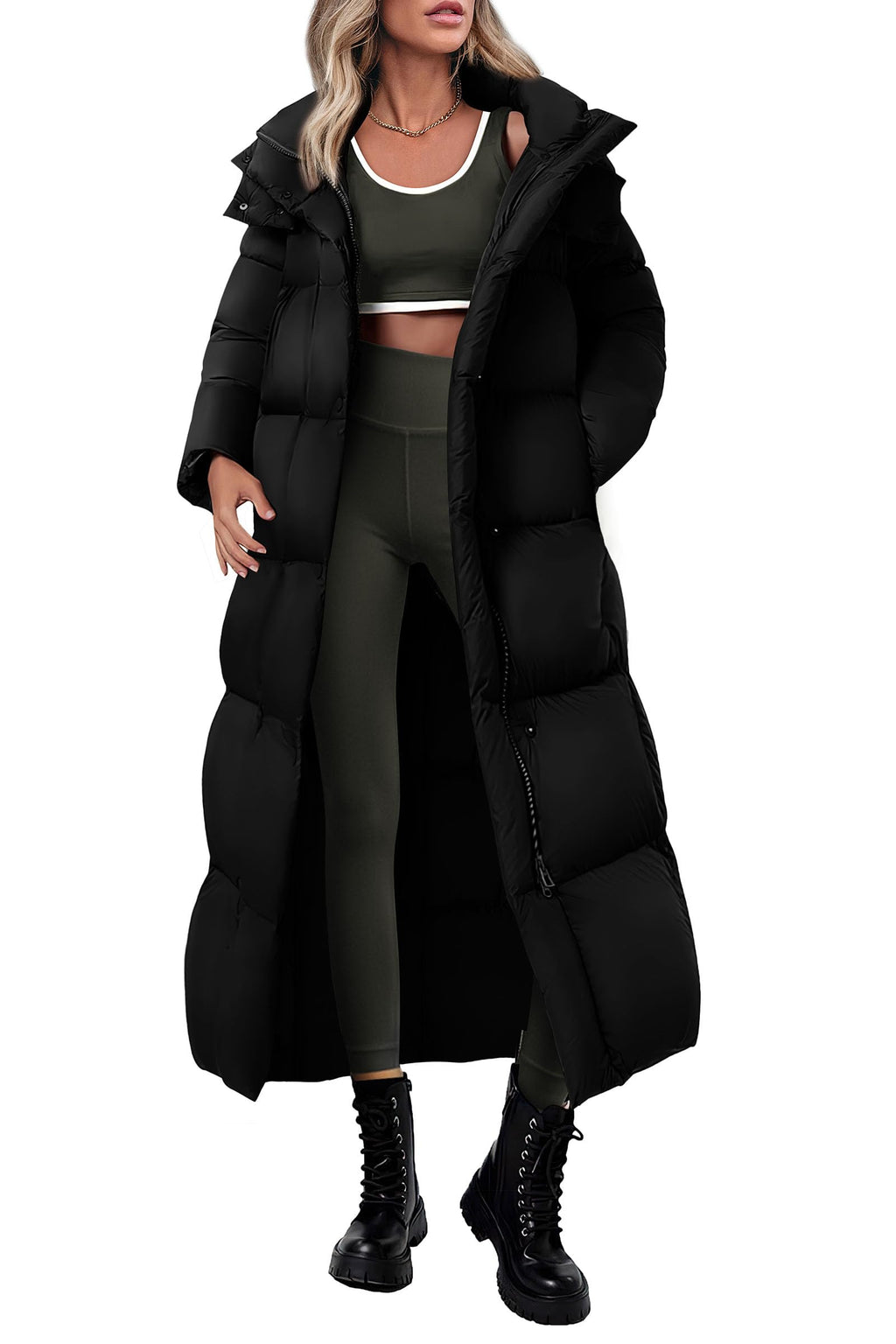 PRETTYGARDEN Women's Winter Long Puffer Coats Hooded Zip Up Casual Thickened Down Jackets Trendy Warm Clothes Outerwear