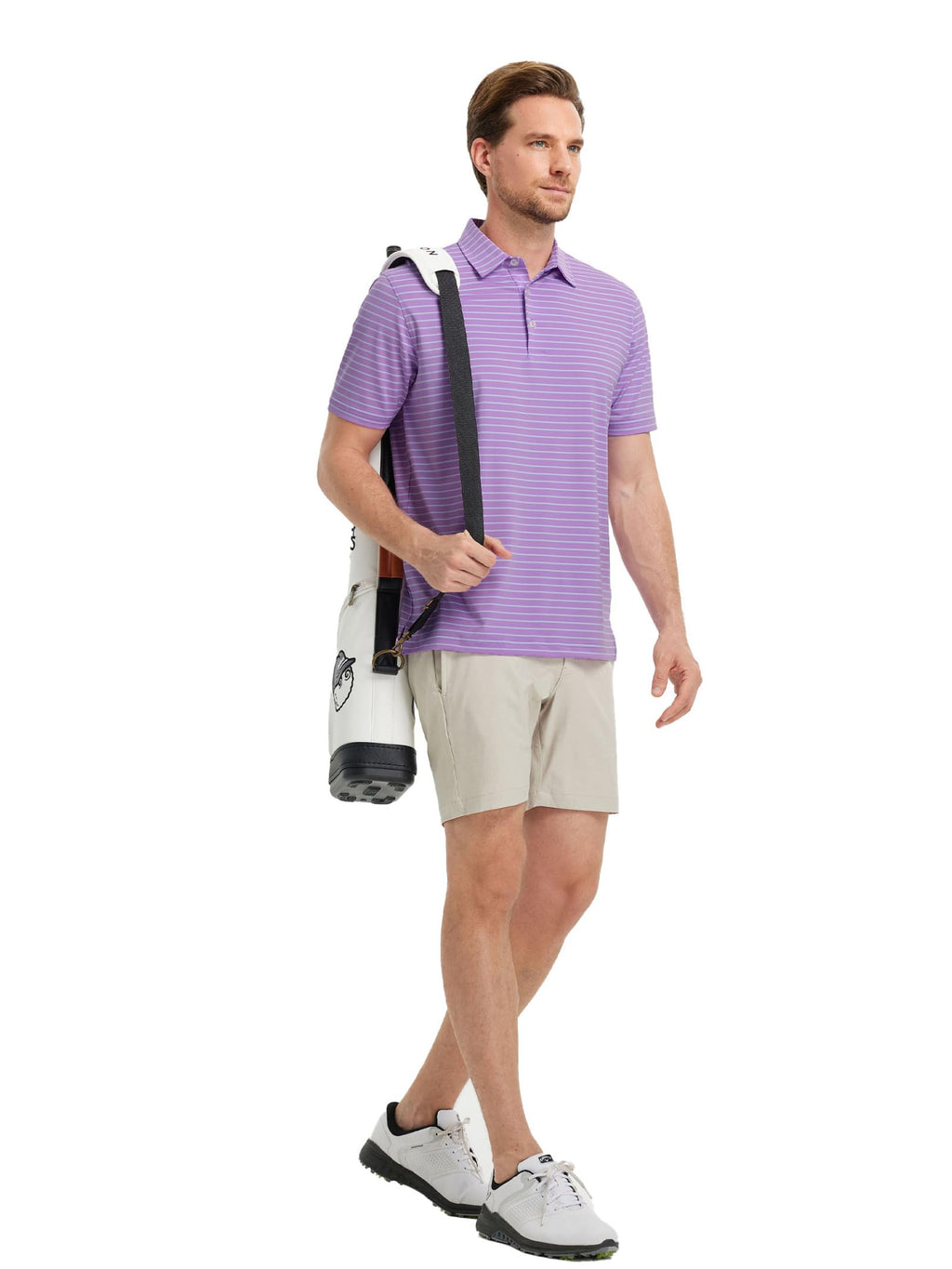 Rouen Mens Polo Shirts Short Sleeve Dry Fit Performance Moisture Wicking Causal Striped Polo Collared Golf Shirts for Men