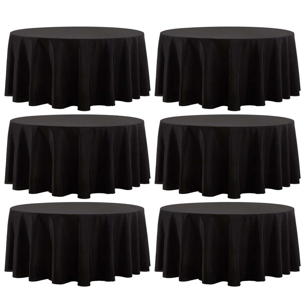 Round Tablecloth 2 Pack 90 Inch Black Tablecloths Washable Decorative Linen Polyester Table Clothes Cover for Dining Table Banquets Buffet Parties and Wedding