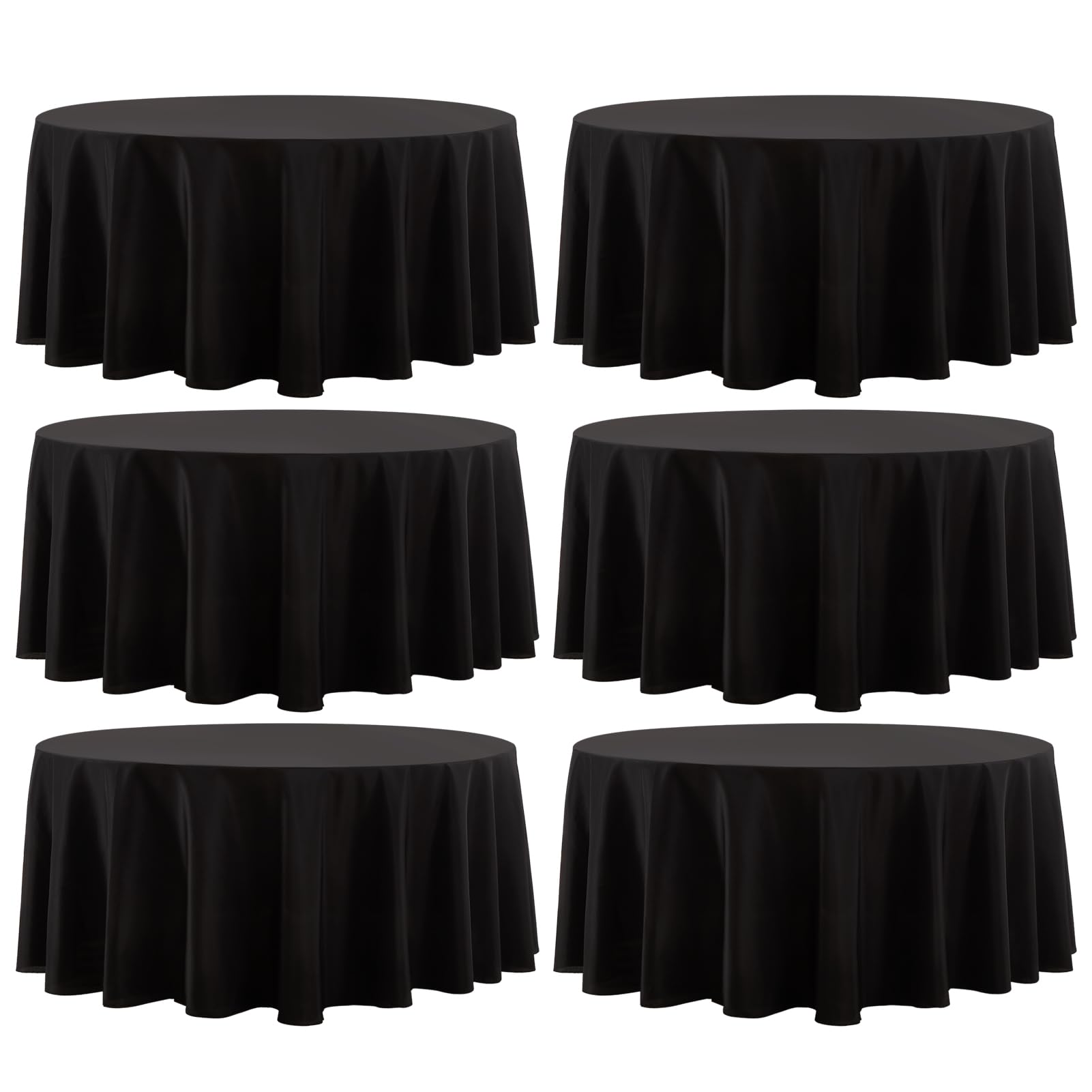 Round Tablecloth 2 Pack 90 Inch Black Tablecloths Washable Decorative Linen Polyester Table Clothes Cover for Dining Table Banquets Buffet Parties and Wedding