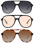 YDAOWKN Retro Square Aviator Sunglasses for Womens Mens Vintage 70s Double Bridge Sun Glasses