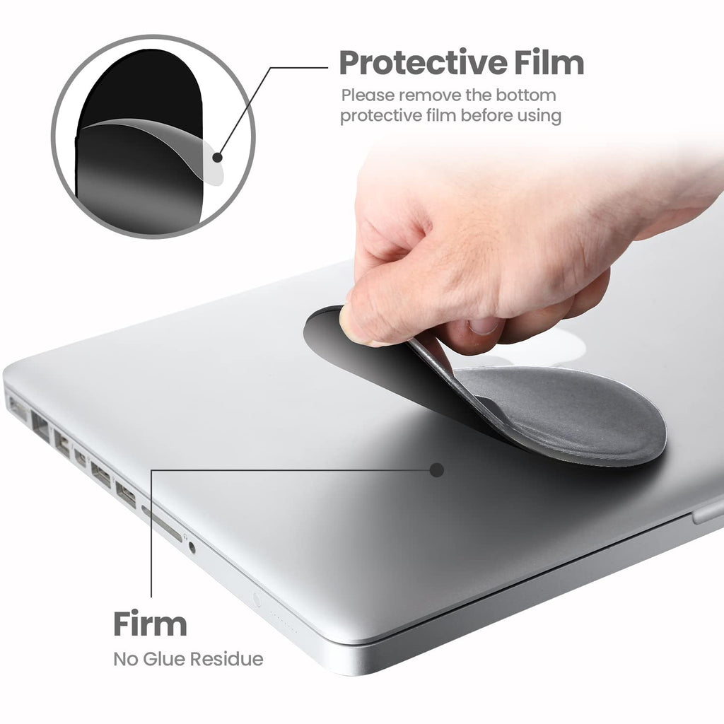 Epessa Universal Stick-On Mouse Pouch, Holder for Wireless Mouse, Sleeve for Laptop, Reusable Adhesive, No Glue Residue, Compatible with iPad or MacBook (Black)