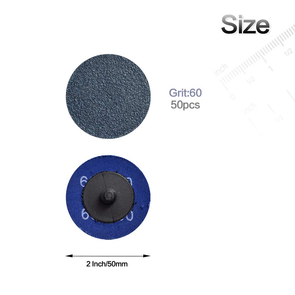 Tshya Quick Change Grinding Disc, 50 Pcs 2 inch Sanding Discs, Zirconia Coated Twist on Disc for Surface Prep (36 Grit)