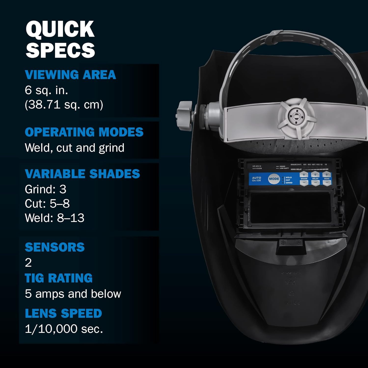 Miller Classic Series Auto-Darkening Welding Helmet - Professional TIG/MIG Welding Mask with ClearLight Technology, High Definition Optics, Variable Shade 8-13, Comfortable Headgear, Black