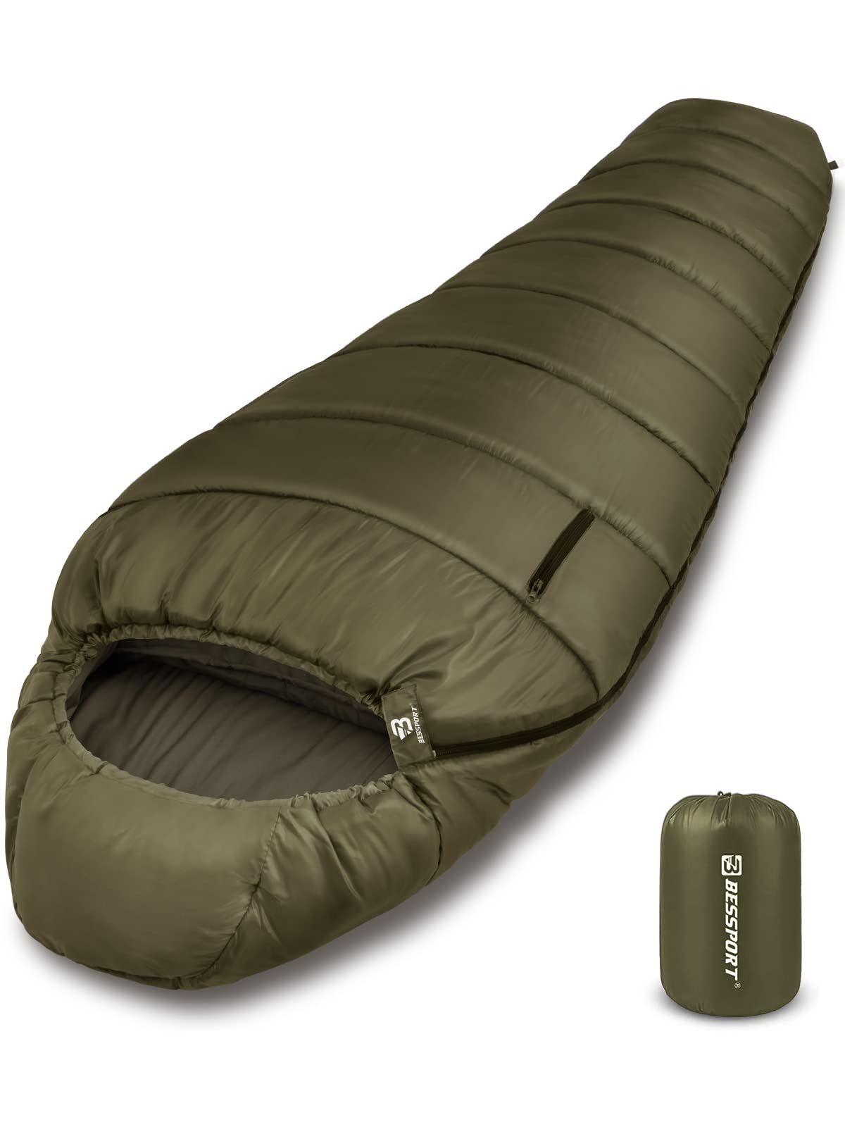 Bessport Mummy Sleeping Bag | 15-45 ℉ Extreme 3-4 Season Sleeping Bag for Adults Cold Weather– Warm and Washable, for Hiking Traveling & Outdoor Activities