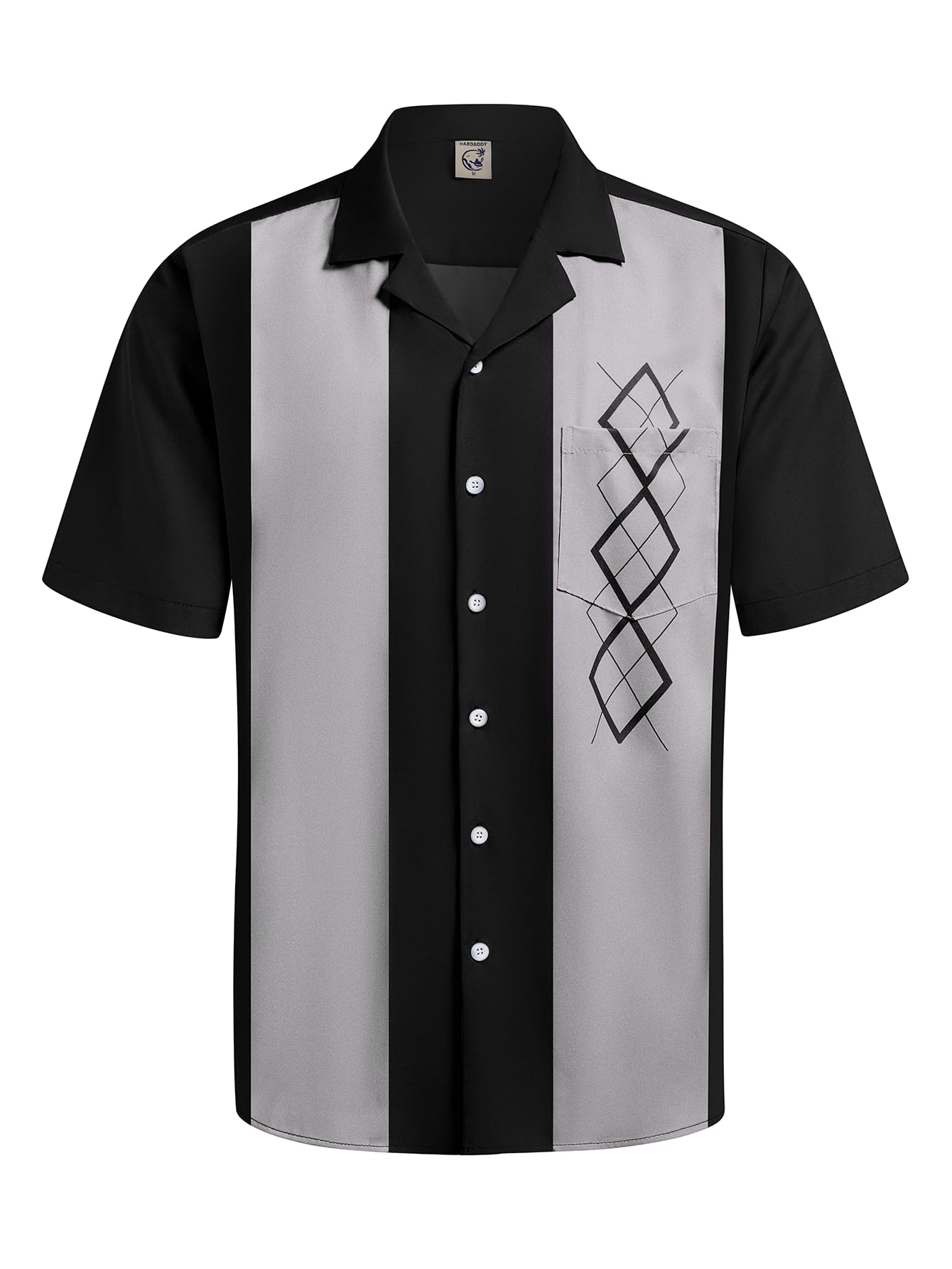 Hardaddy Men's Camp Collar Retro Vintage Bowling Button Down Shirt with Pocket Casual Short Sleeve Beach Shirts Summer