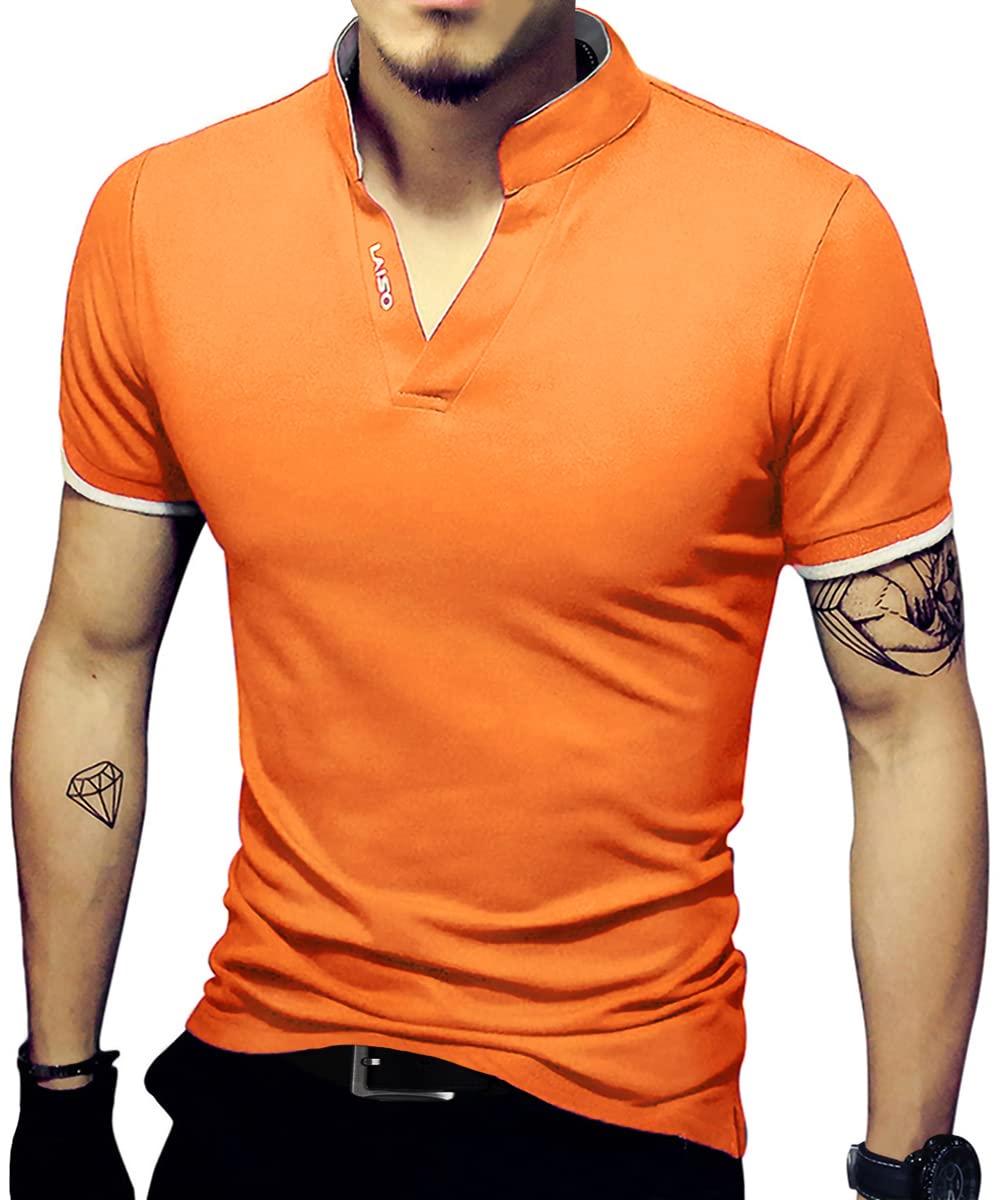 LOGEEYAR Mens Fashion Polo Henley Shirts Short/Long Sleeve Casual T-Shirts Slim Fit Cotton Polo Shirts for Men