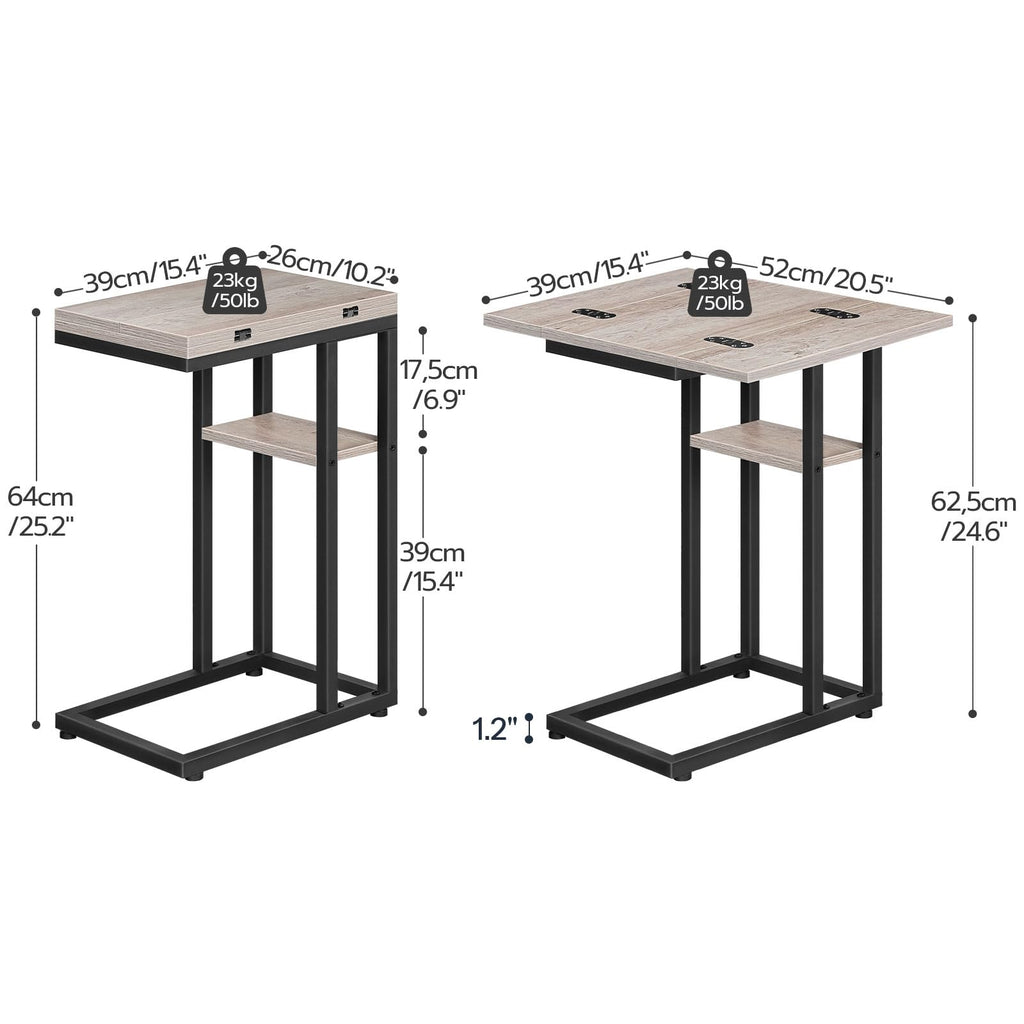 HOOBRO Foldable C Shaped End Table, C Shaped Side Table with Storage Shelf, Small Snack Table, Slide Under Couch Table for Sofa, Living Room Bedroom Small Spaces Easy Assembly, Black BK29SF01