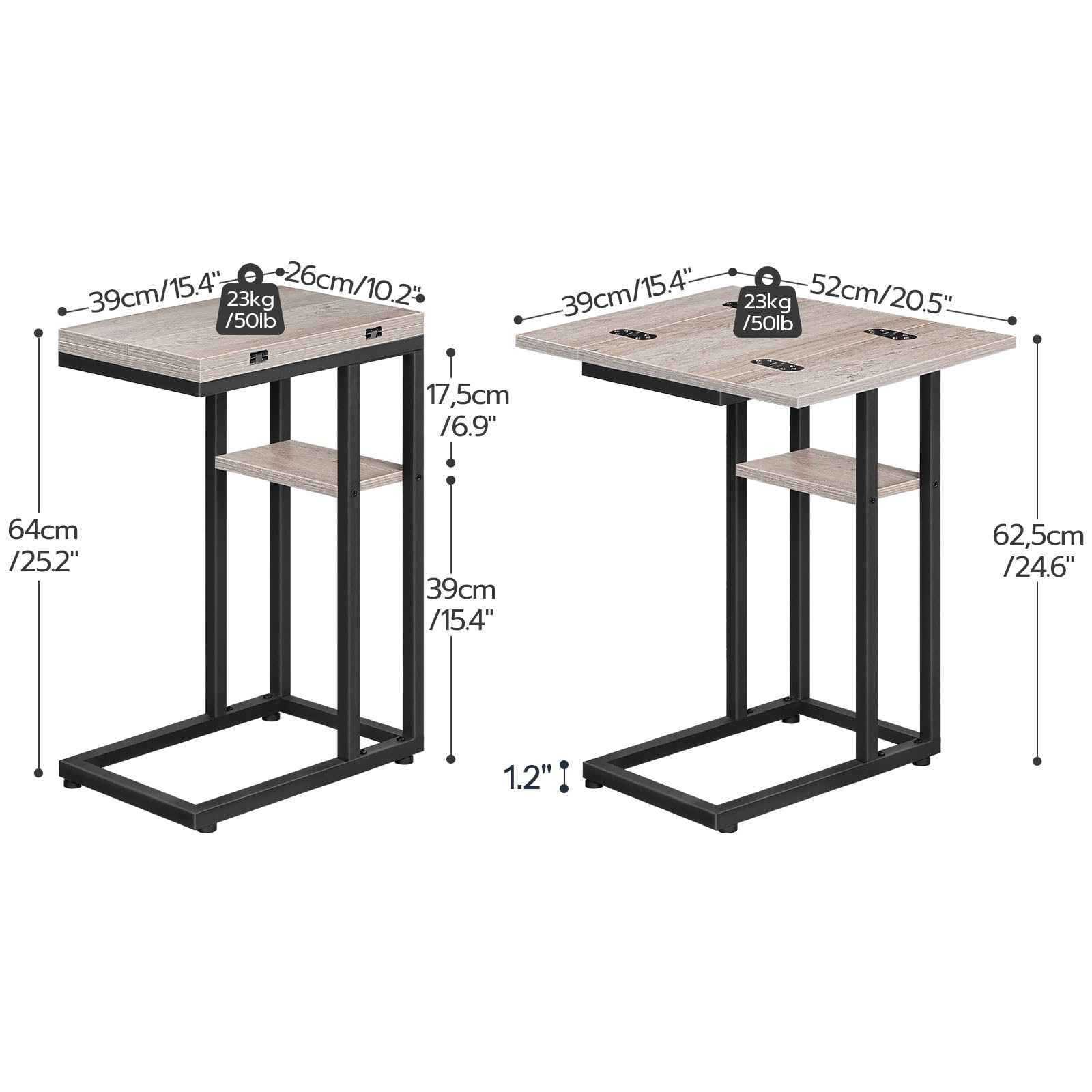 HOOBRO Foldable C Shaped End Table, C Shaped Side Table with Storage Shelf, Small Snack Table, Slide Under Couch Table for Sofa, Living Room Bedroom Small Spaces Easy Assembly, Black BK29SF01