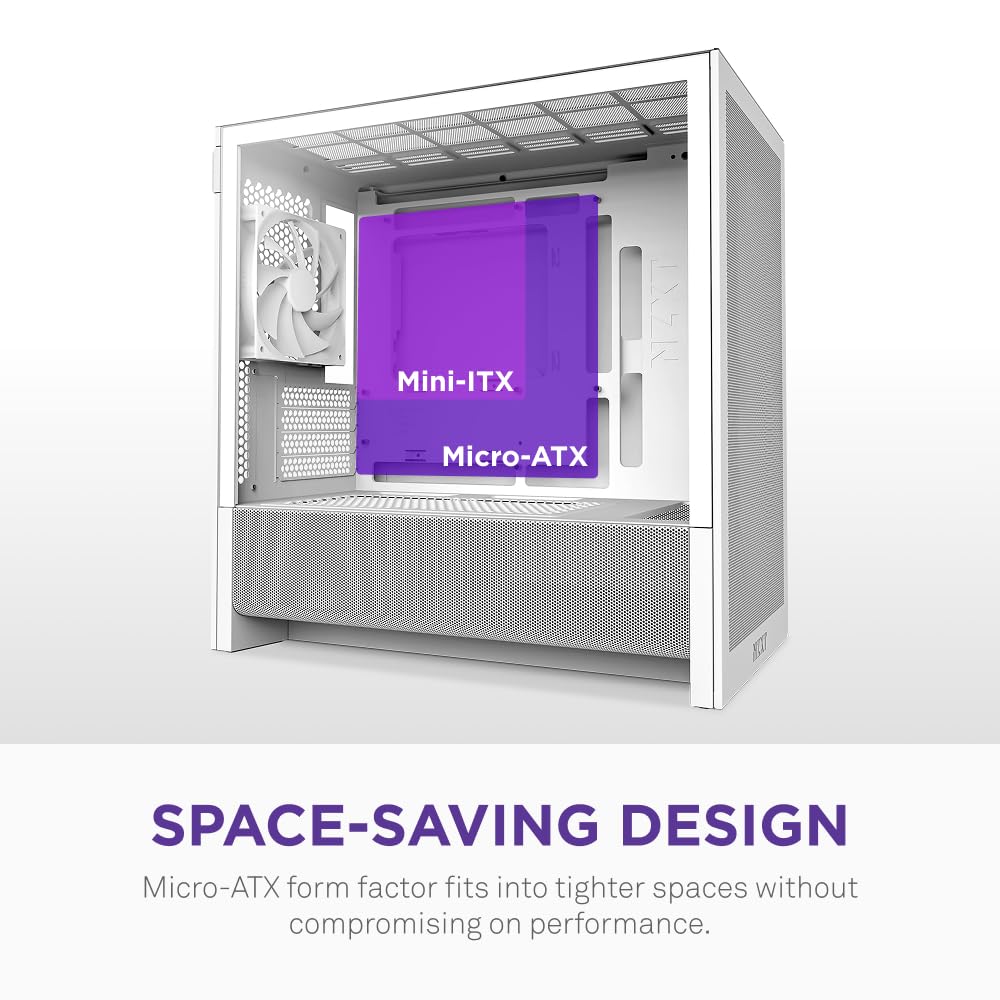 NZXT H3 Flow – Micro-ATX PC Case – Optimized Airflow – Includes 1 x 120mm Rear Fan – Supports Full-Sized GPUs – Fits 280mm Front, 240mm Top Radiator – Back-Connect Motherboard – Black