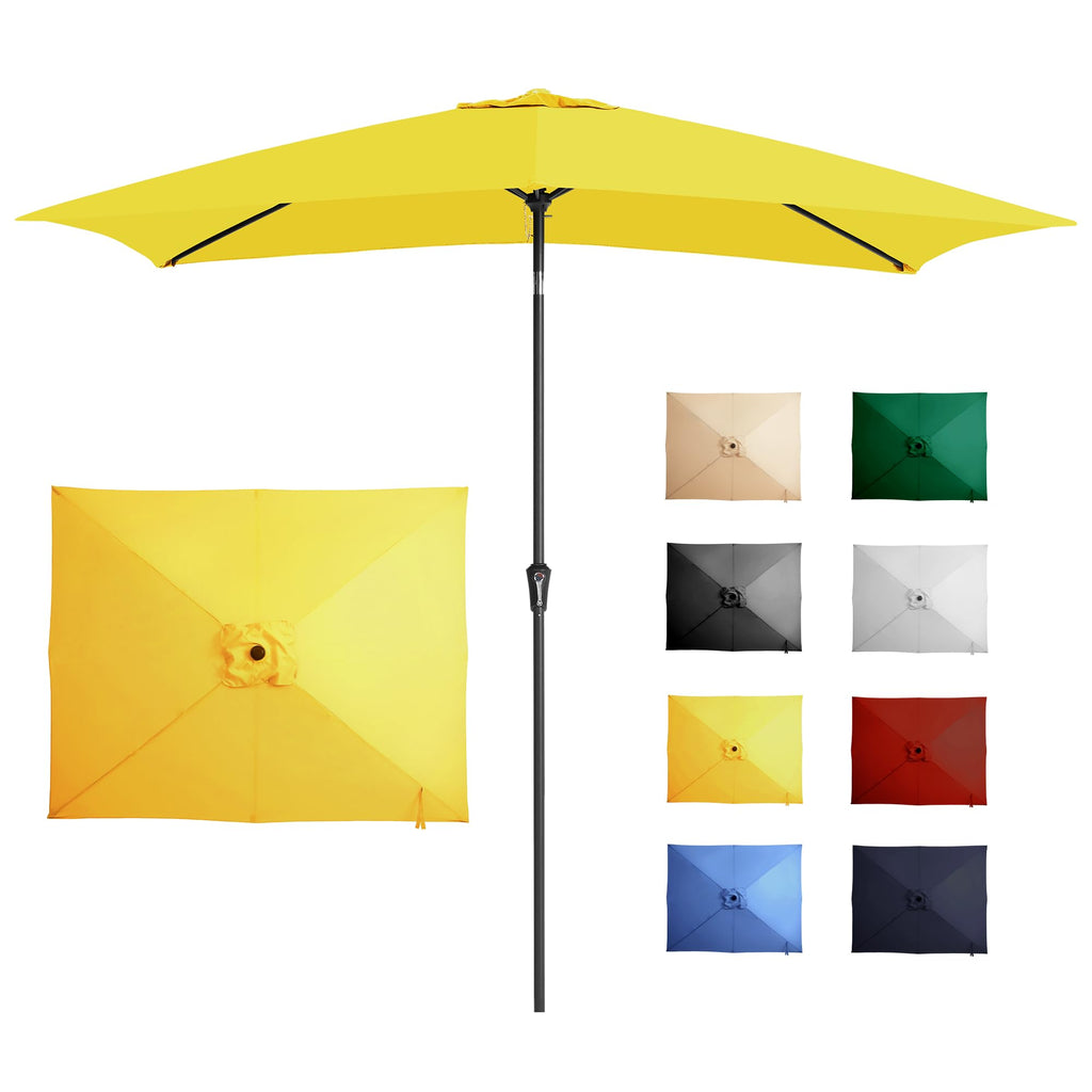 Ayge 6.5x10FT Rectangular Patio Umbrella Outdoor Table Umbrella w/Push Button Tilt & Crank Rectangle Market Umbrella UV Protection for Garden,Deck,Lawn,Yard & Pool,Beige
