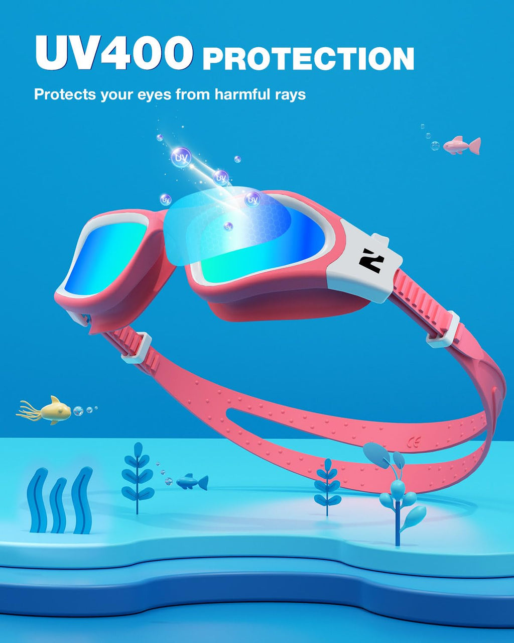 ZIONOR Kids Swim Goggles, G1MINI SE No Leak Anti-Fog Goggles for Kids 6-14, Soft Silicone Comfort Fit, Easy Adjust Strap