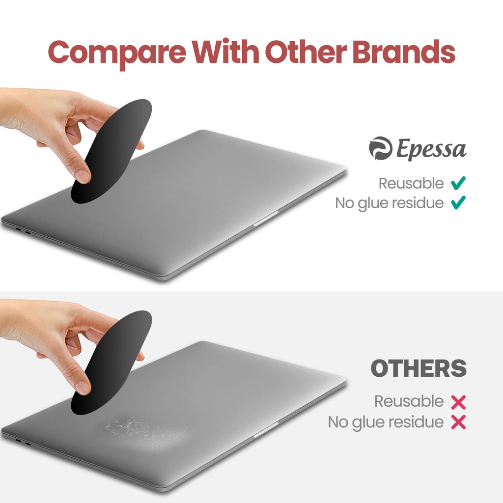 Epessa Universal Stick-On Mouse Pouch, Holder for Wireless Mouse, Sleeve for Laptop, Reusable Adhesive, No Glue Residue, Compatible with iPad or MacBook (Black)