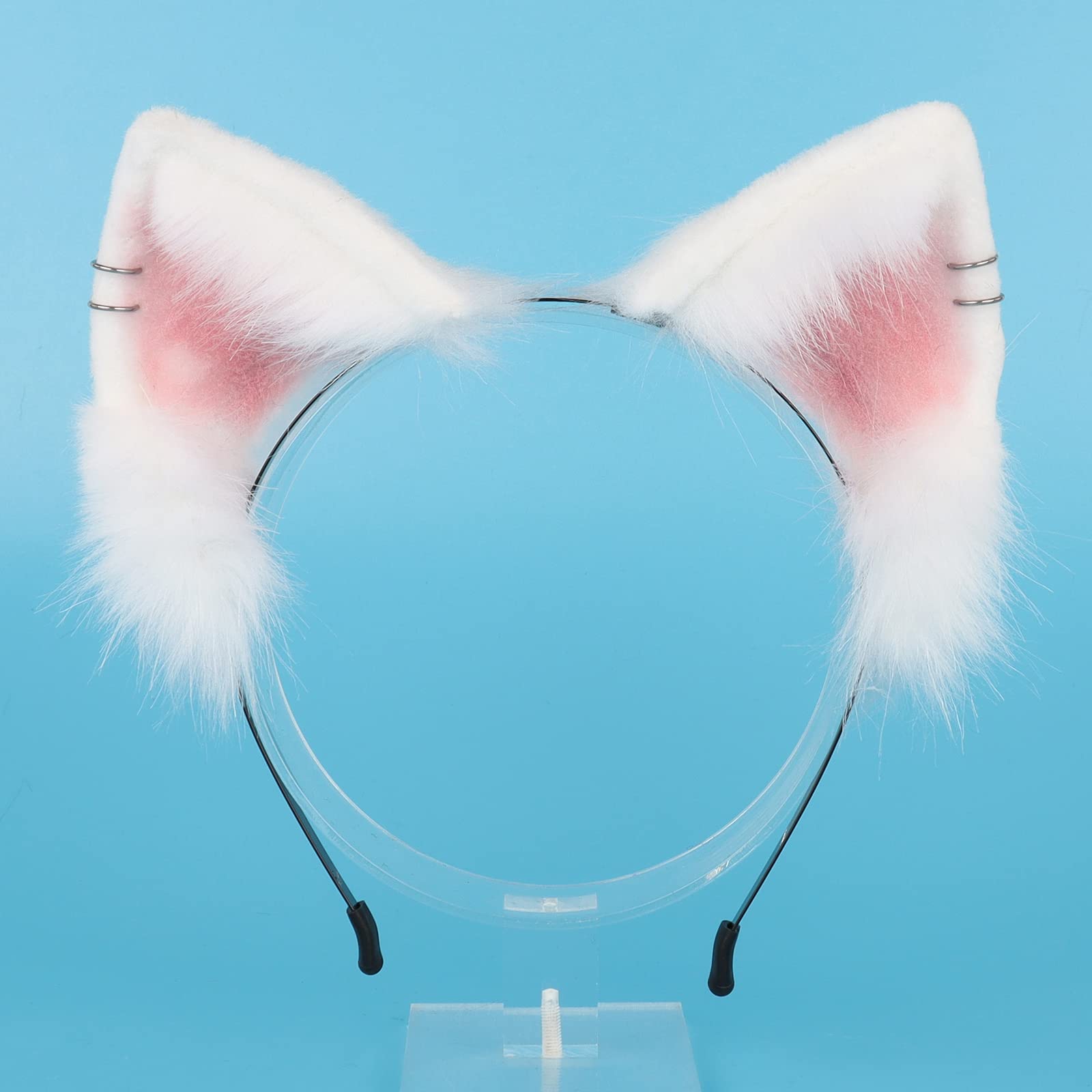 QinRuan Animal Cosplay Costume Accessories Furry Faux Fur Cat Ears Headband and Fox Tail Set Halloween Accessory