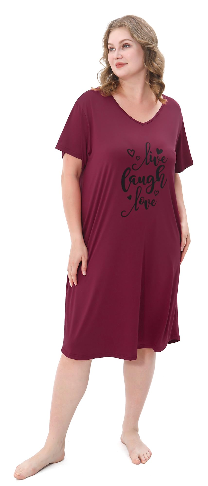 3 Pack Plus Size Women's Nightgown Soft Print Nightshirts for Women Short Sleeve Sleepwear