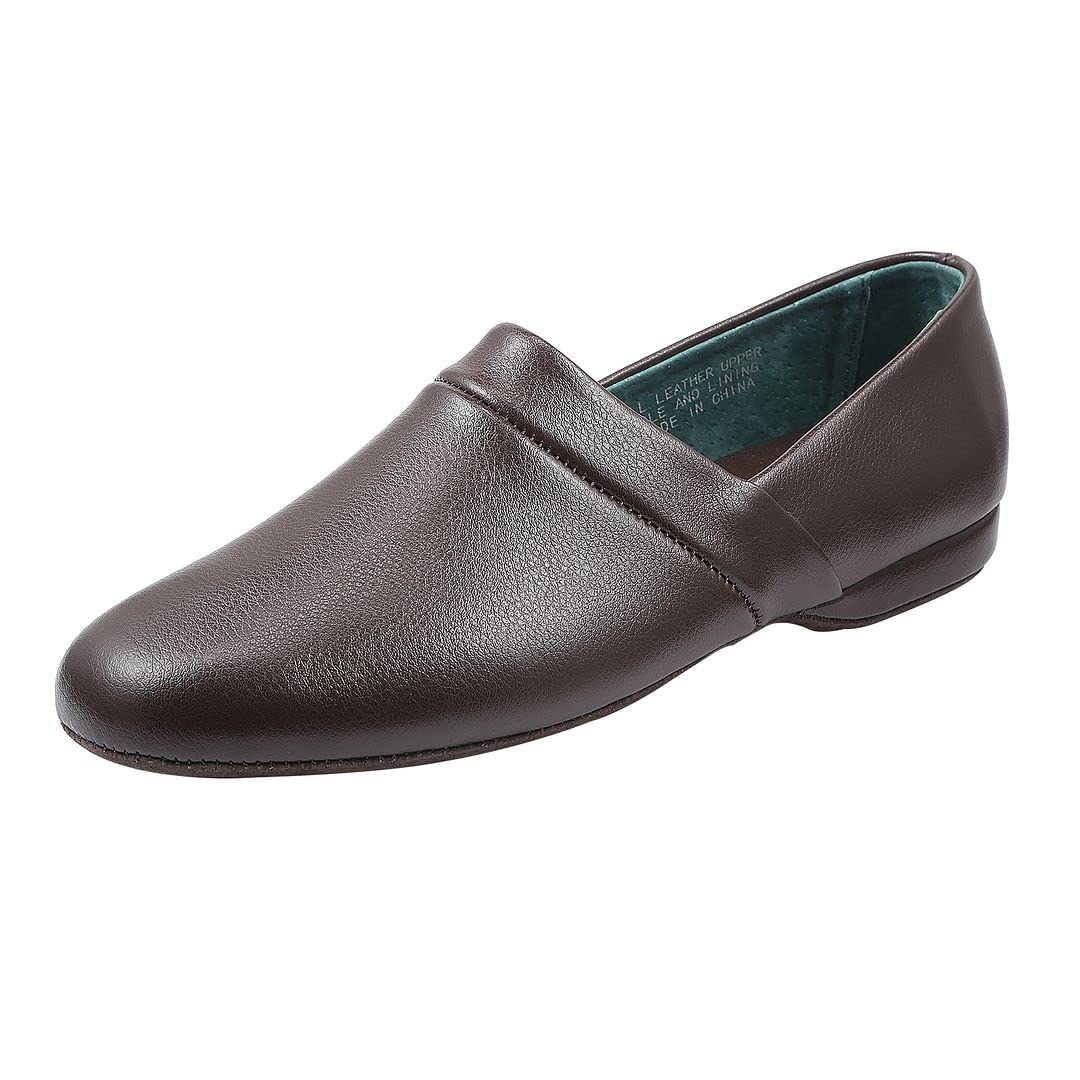 PAMIR Men's Opera Genuine Leather House Slippers | Full back slippers, 100% breathable leather, silent suede outsole, memory foam, hand turned, great gift for him