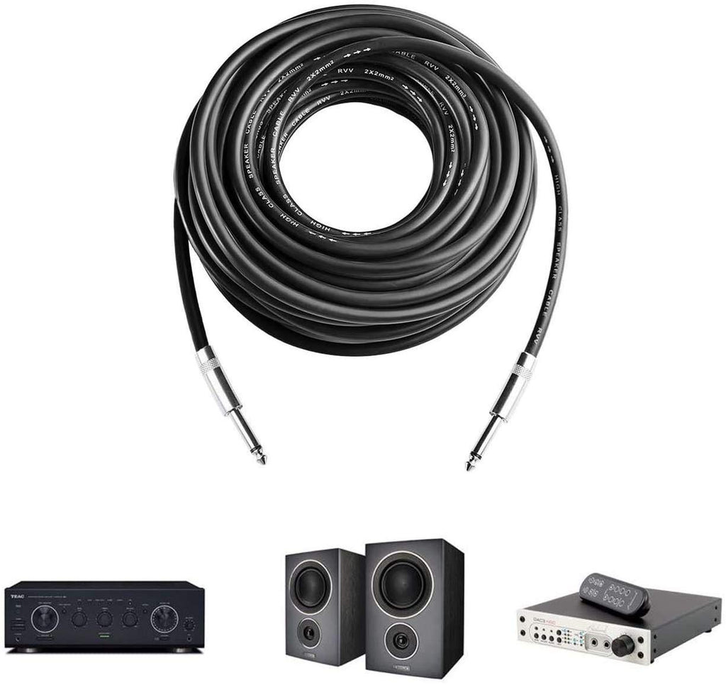 2Pcs 3 Feet Professional Speaker Cables, Pair 3 ft 12 Gauge 1/4 Inch Male Audio Amplifier Connection Heavy Duty Cord Wire