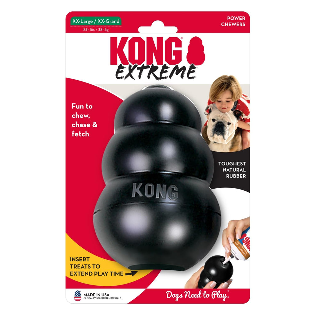 KONG Extreme Dog Toy - Fetch & Chew Toy - Treat-Filling Capabilities & Erratic Bounce for Extended Play Time Most Durable Natural Rubber Material - for Power Chewers - for Small Dogs