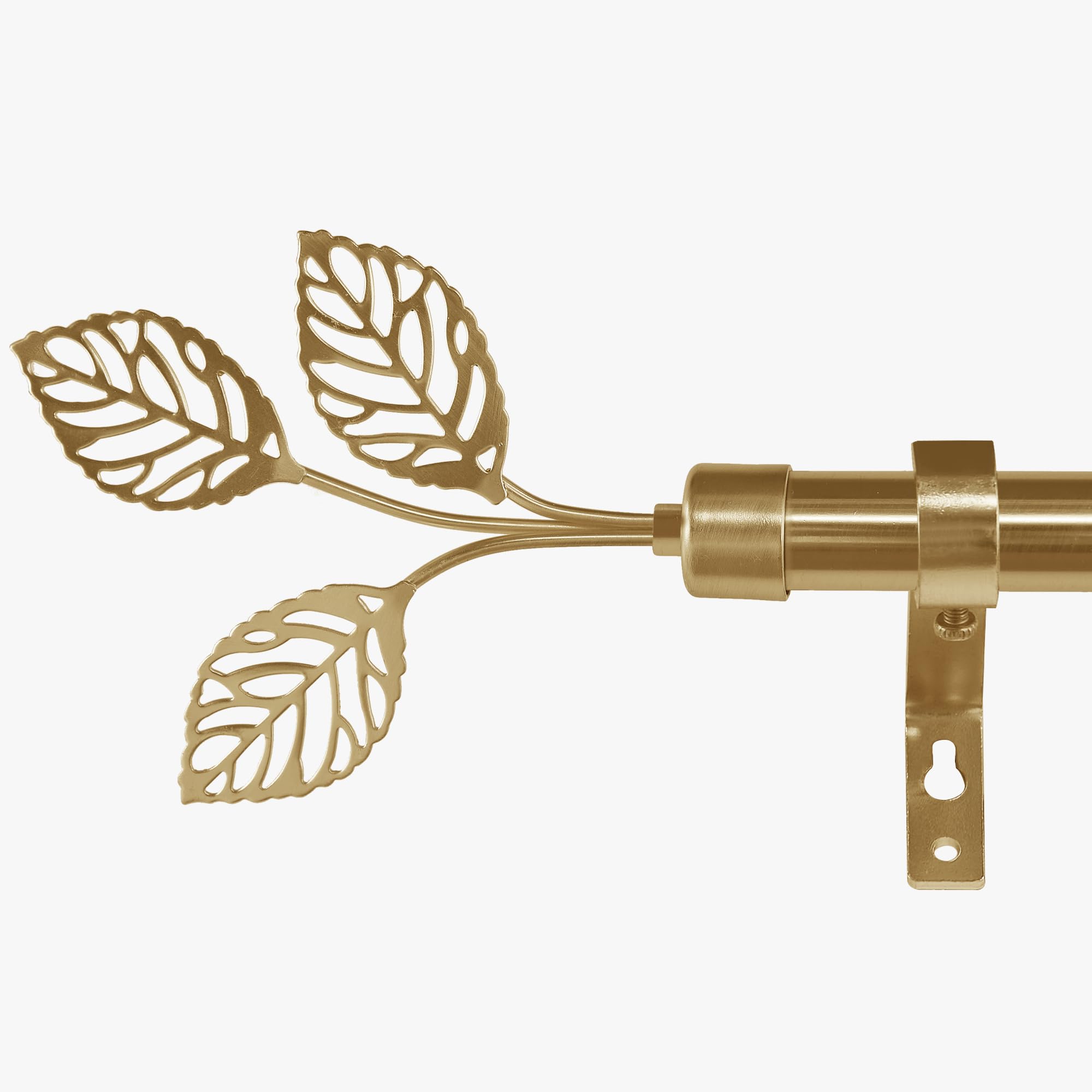 RYB HOME Small Curtain Rod 28 to 48 Inch Adjustable Telescoping Blackout Decorative Drape Rod with Leaf Finial for Cafe Kitchen Kids Bedroom Bathroom Shower Living, Antique Brass, 1 Inch Diameter