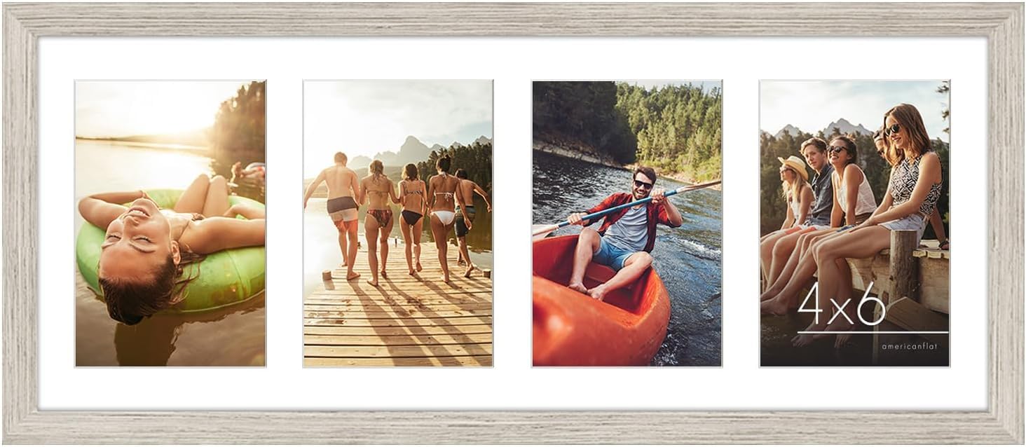 Americanflat 4x6 Double Picture Frame with Shatter-Resistant Glass - Fits Two 4x6 Photos or use as One 6x14 Frame - Signature Collection - Collage Frames for Tabletop and Wall Display - Black