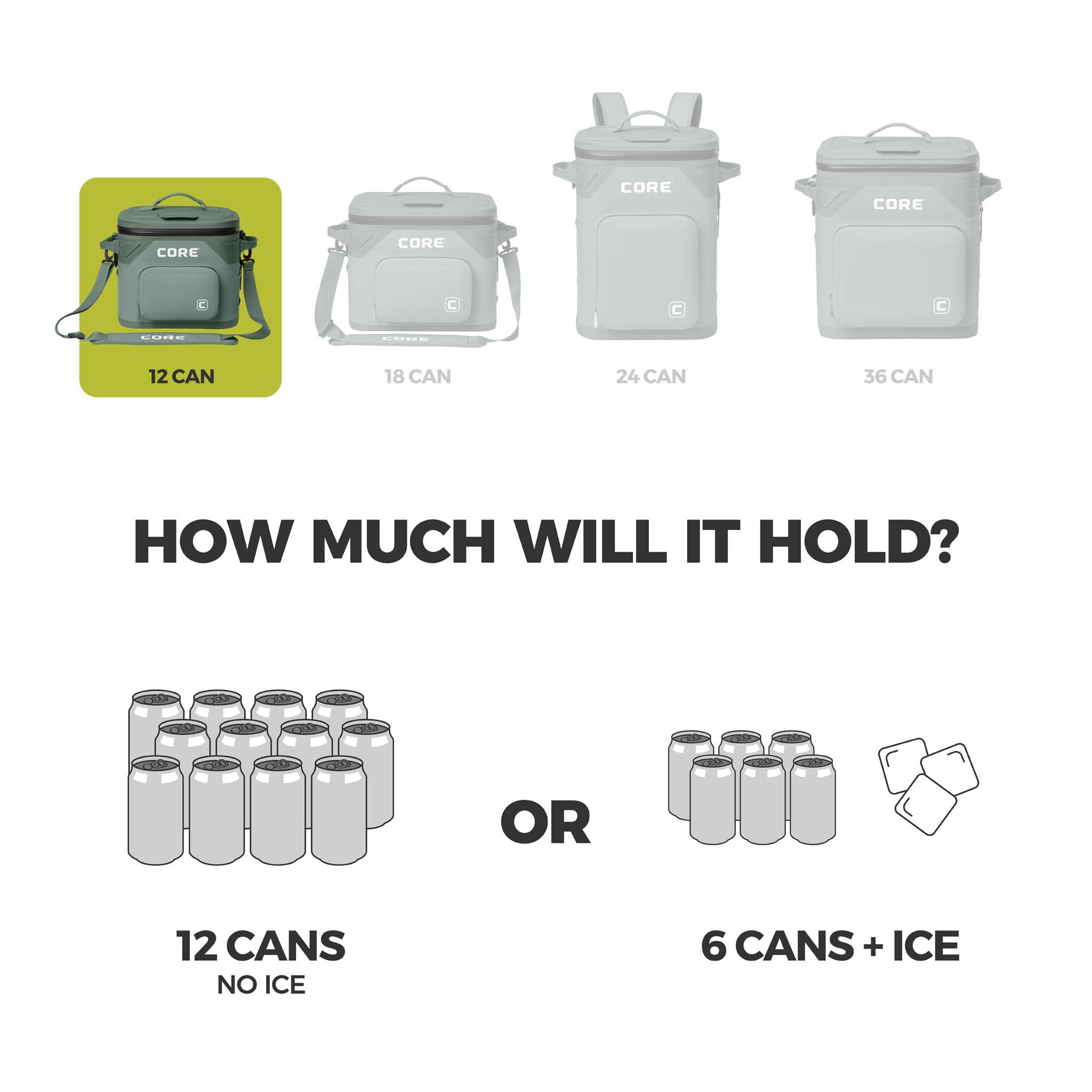 CORE Magnetic Leak Proof Soft Cooler with Waterproof Zipper | Insulated Bag Portable Ice Chest Box | Best Soft Cooler for Food & Beverages for Tailgating, Car Camping, Travel, and Family Beach Picnics