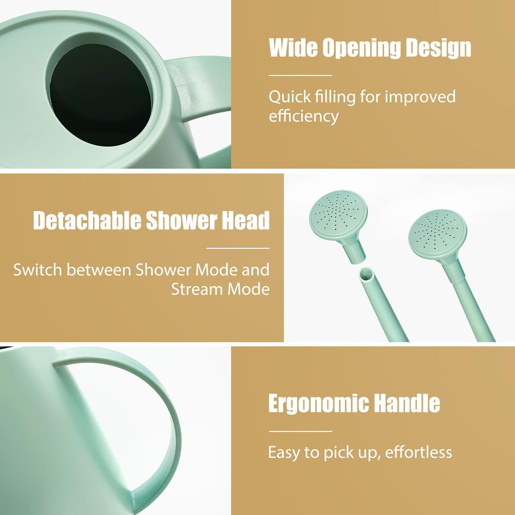 60 oz Watering Can for Indoor Plants, Small Plastic Watering Cans with Removable Nozzle, Long Spout Indoor Water Can for House Plants, Garden Flowers (1.8L 1/2 Gal)