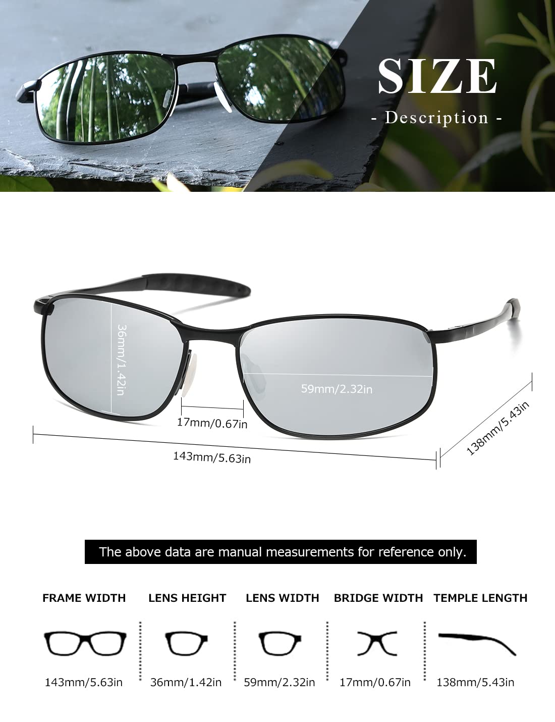AEVOGUE Polarized Sunglasses For Men Rectangle Metal Frame Retro Sun Glasses AE0395